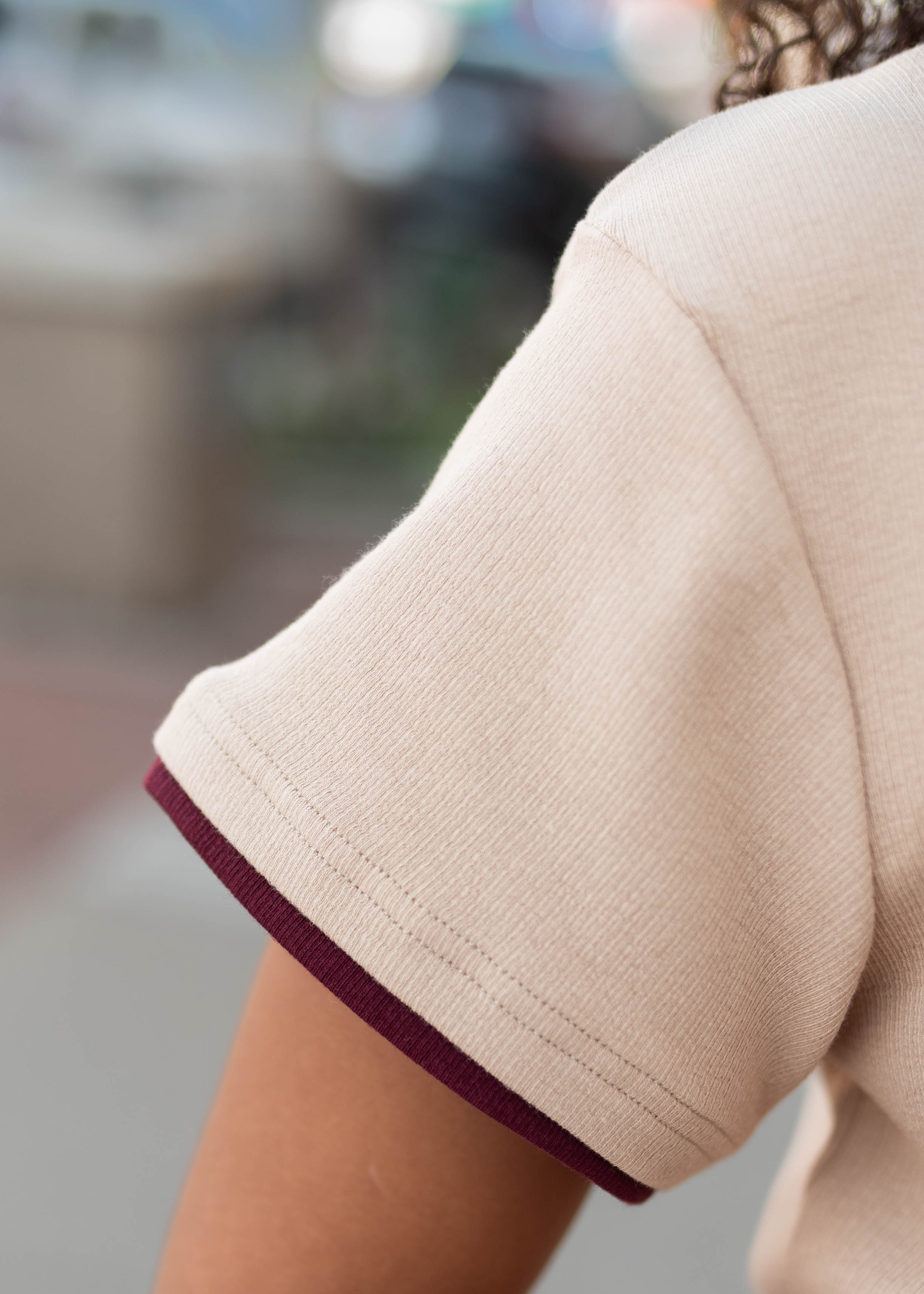 Lucy Tan & Burgundy Short Sleeve Tee