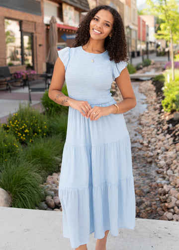 Luna Light Blue Smocked Dress