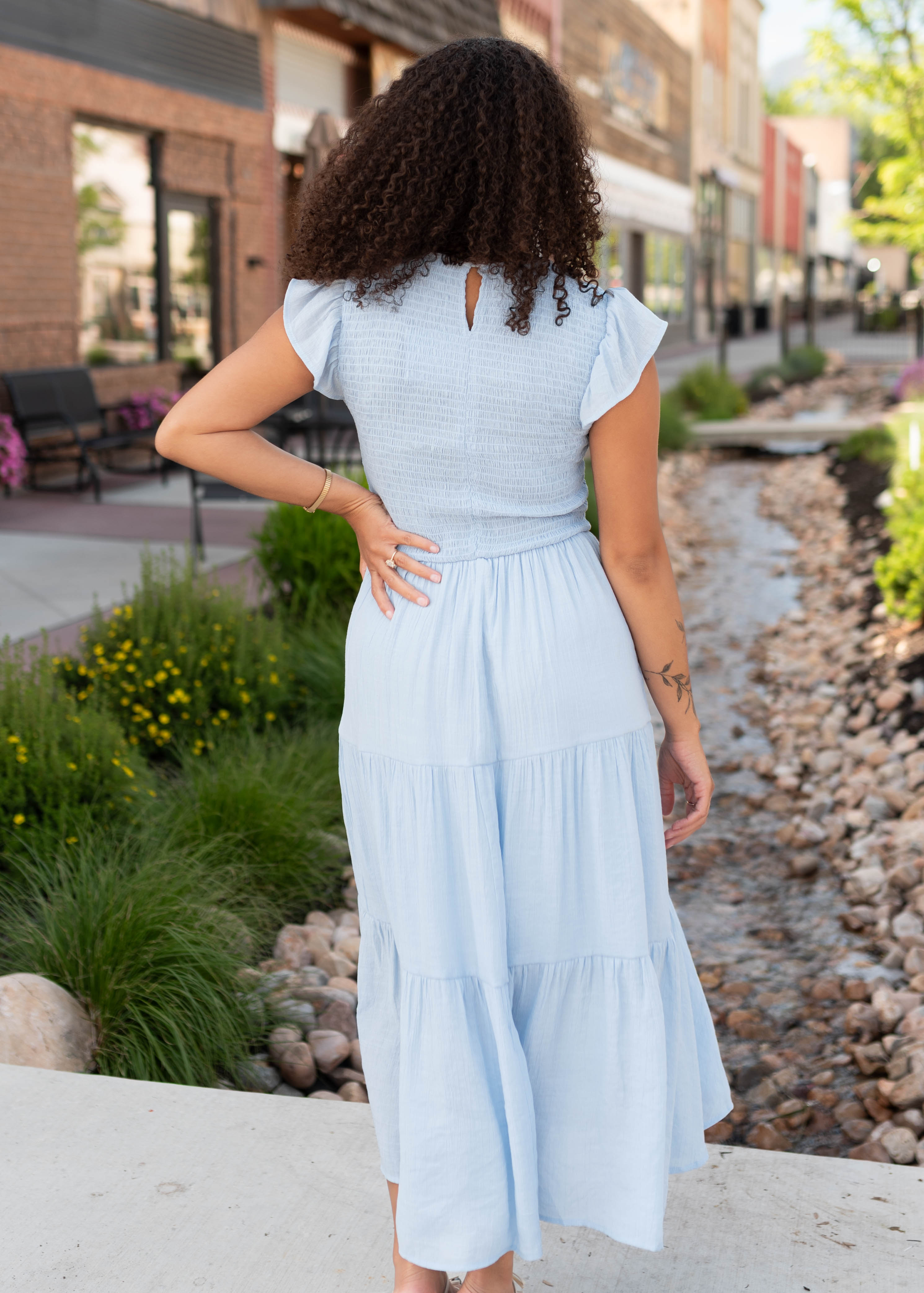 Luna Light Blue Smocked Dress