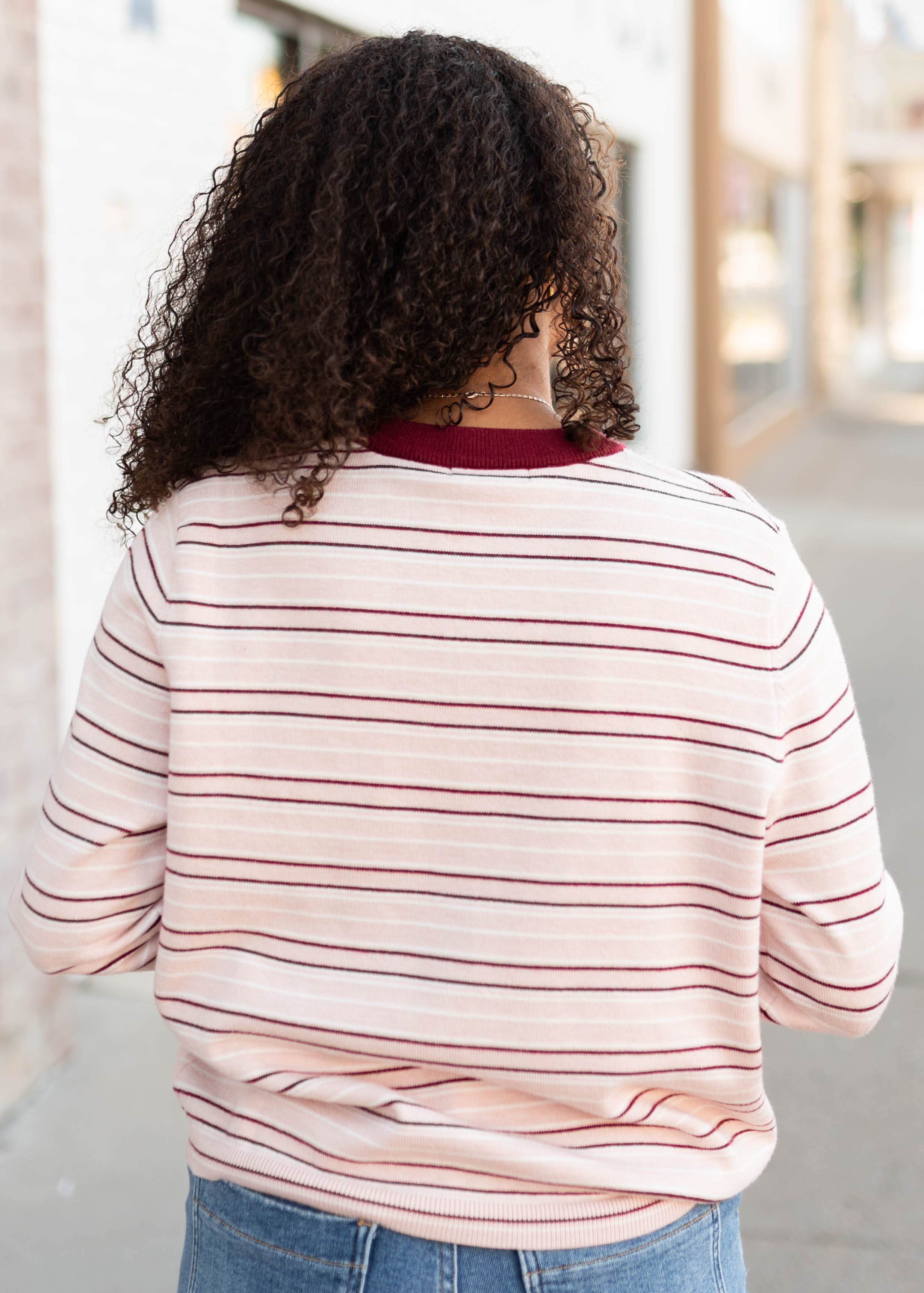 Maggie Light Pink Striped Long Sleeve Cardigan