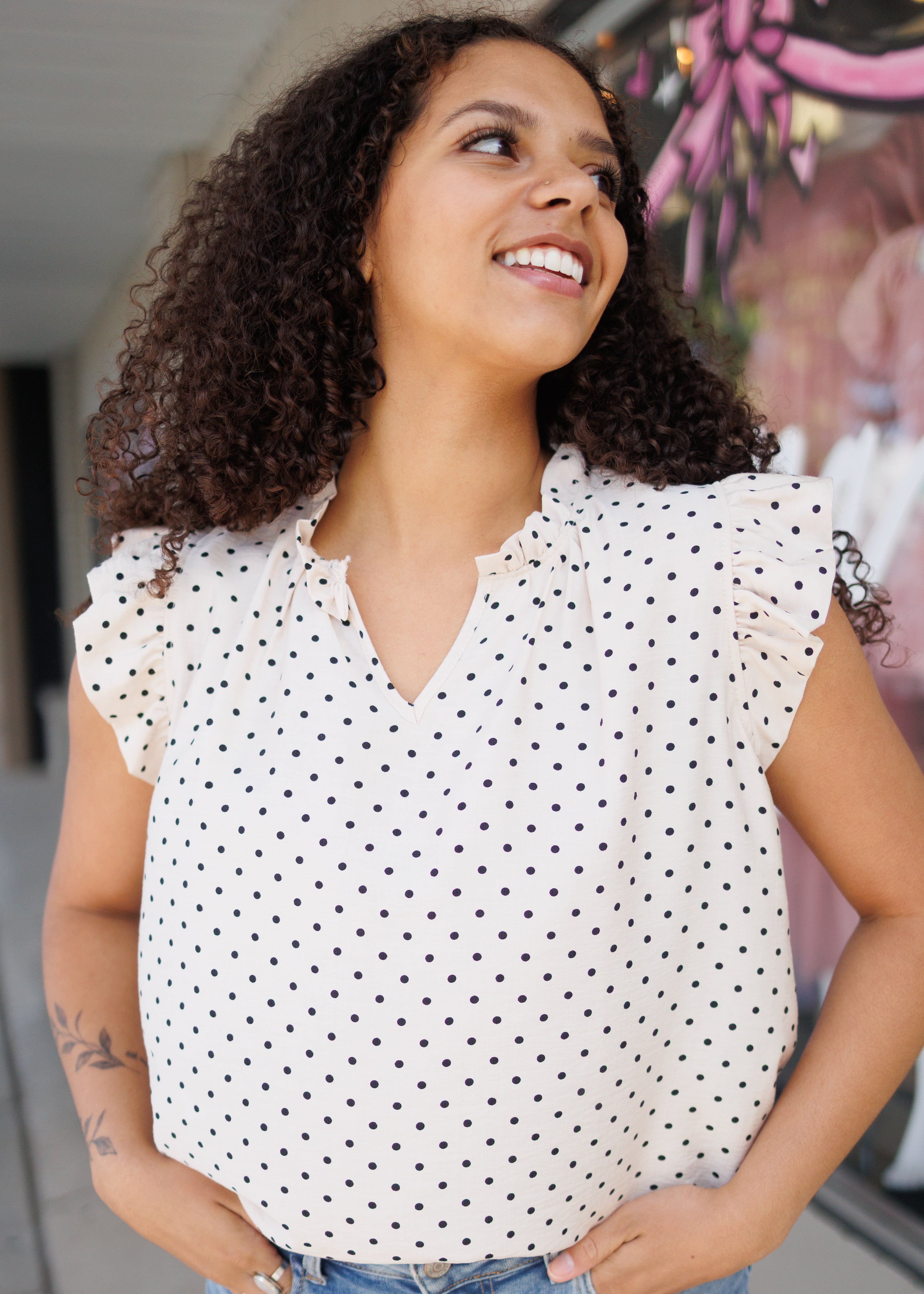 Mabel Cream Polka Dot Blouse