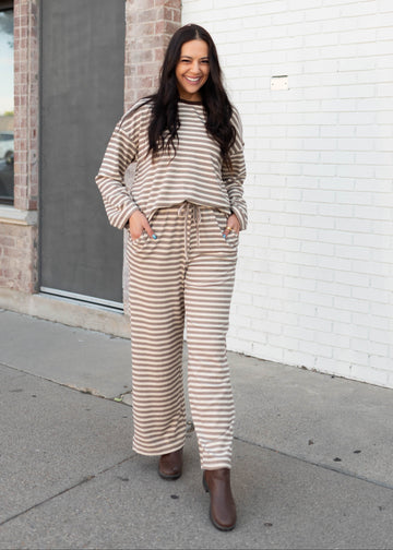 Maddie Tan & Brown Striped Lounge Set
