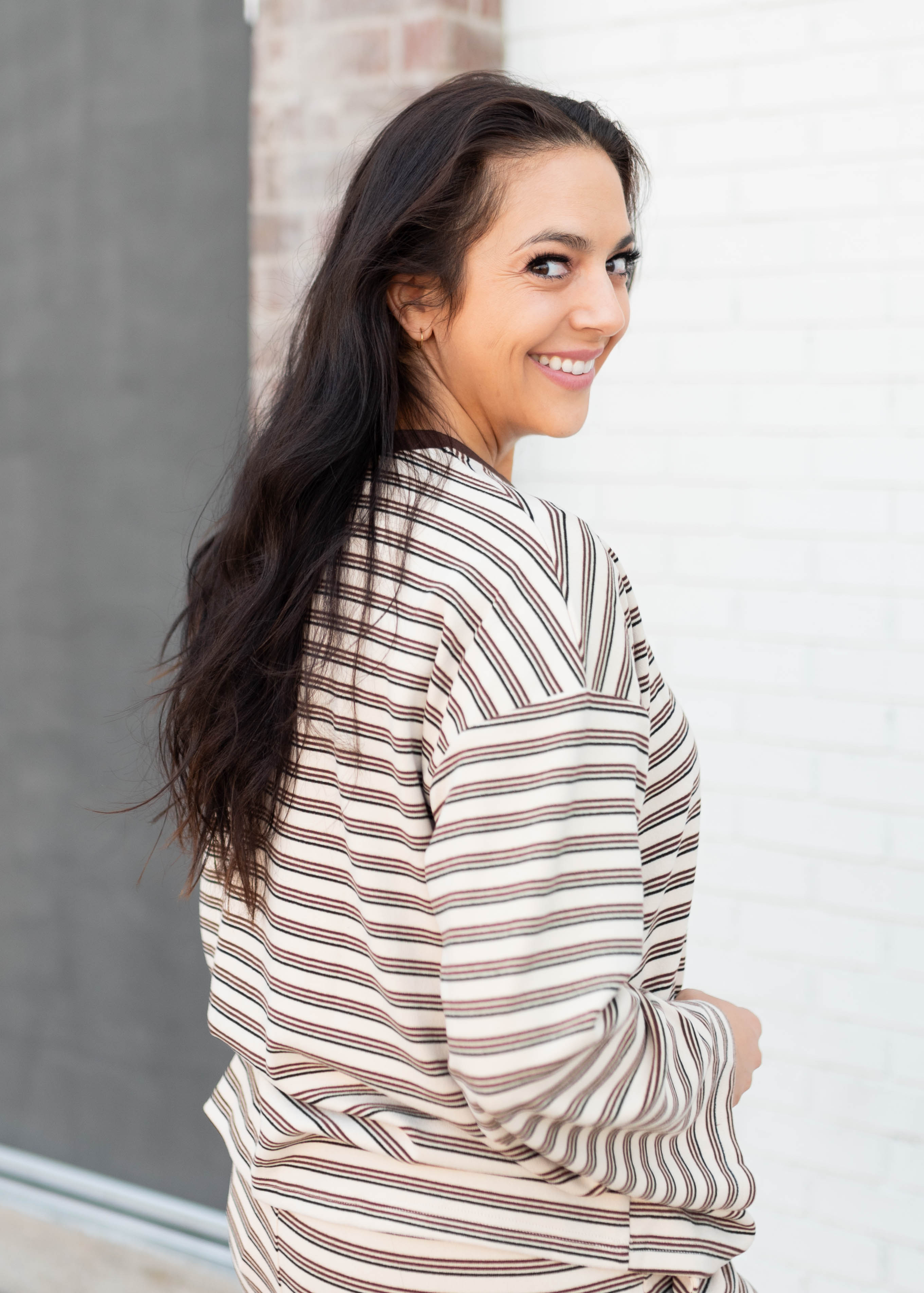 Maddie Tan & Brown Striped Lounge Set