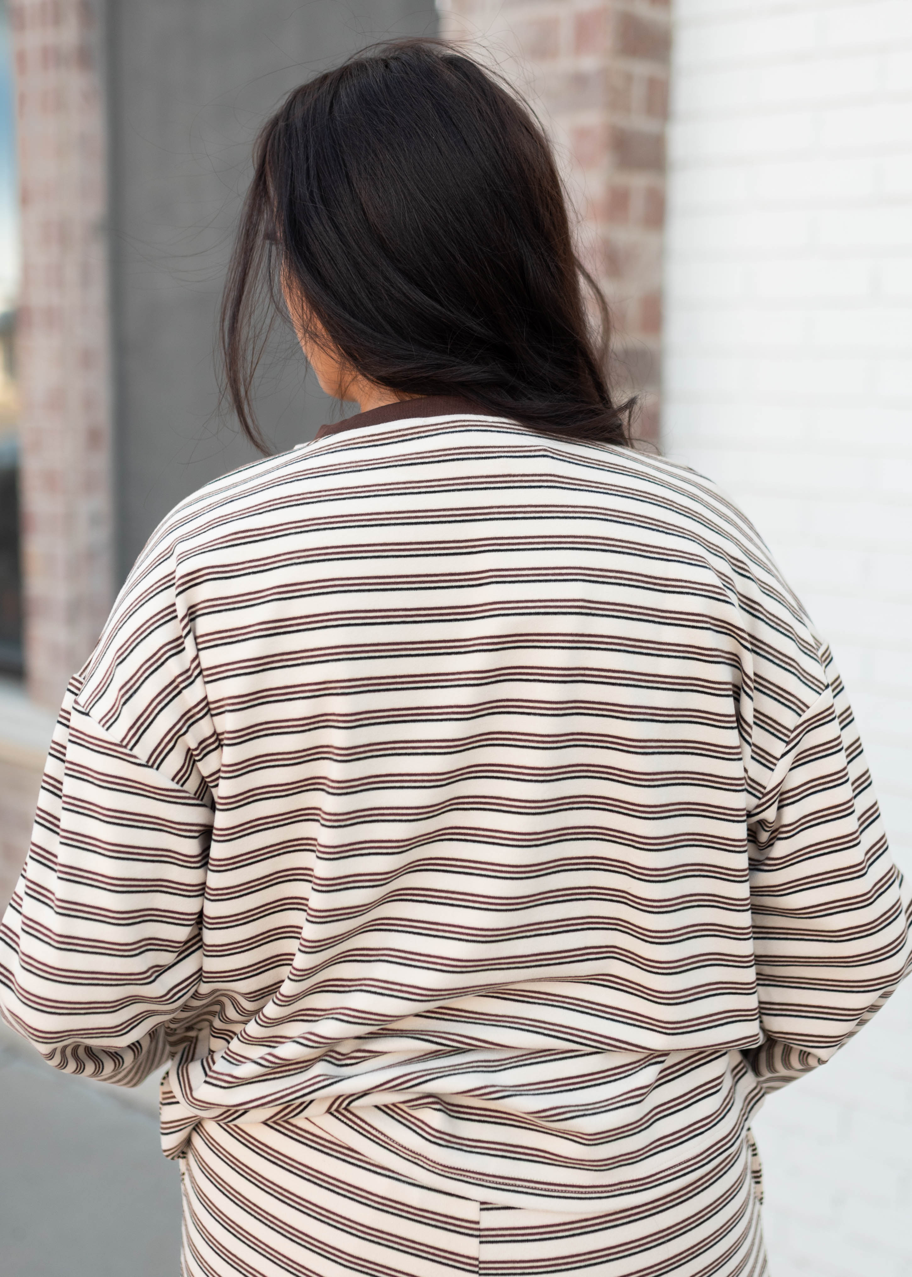 Maddie Tan & Brown Striped Lounge Set