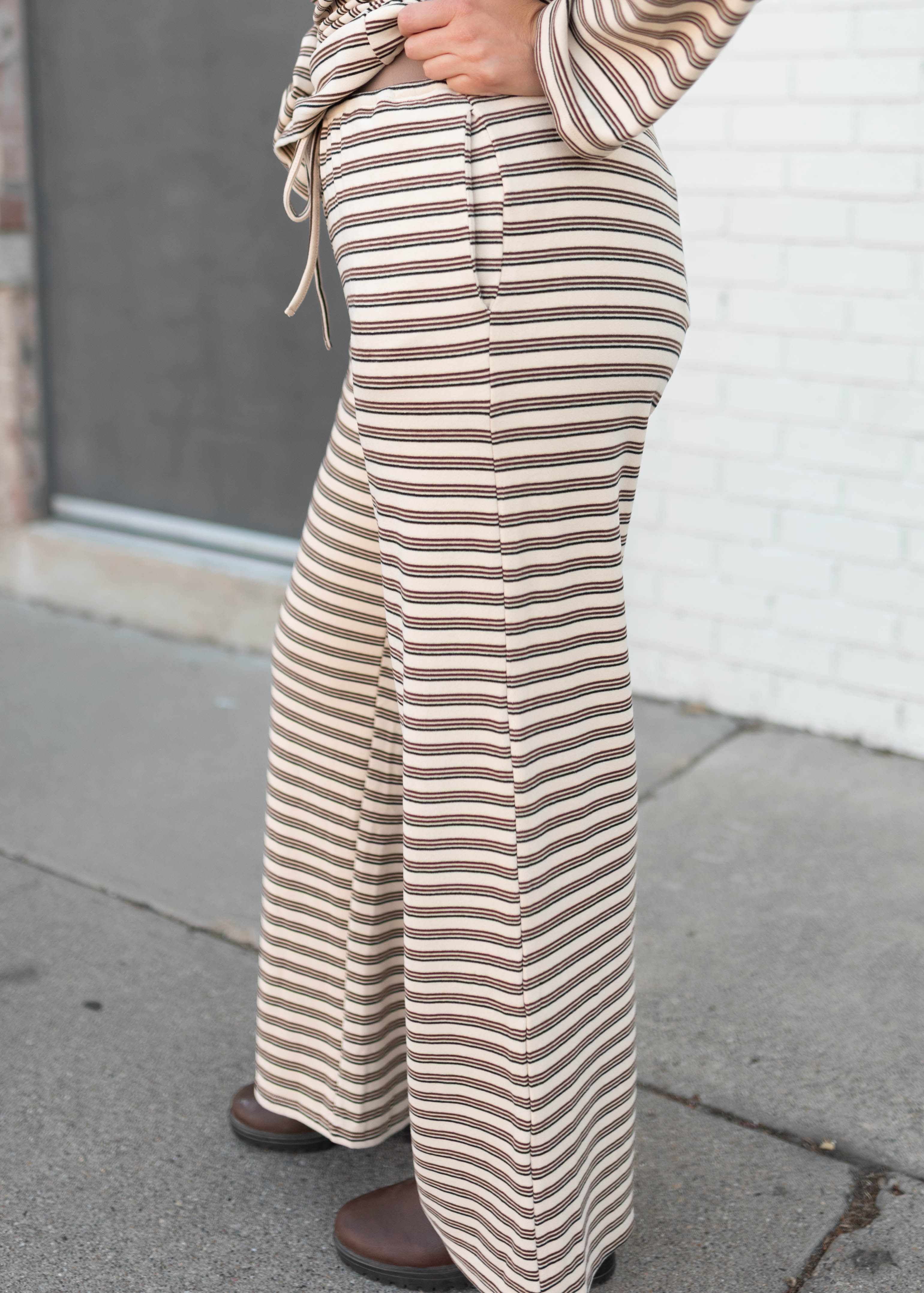 Maddie Tan & Brown Striped Lounge Set
