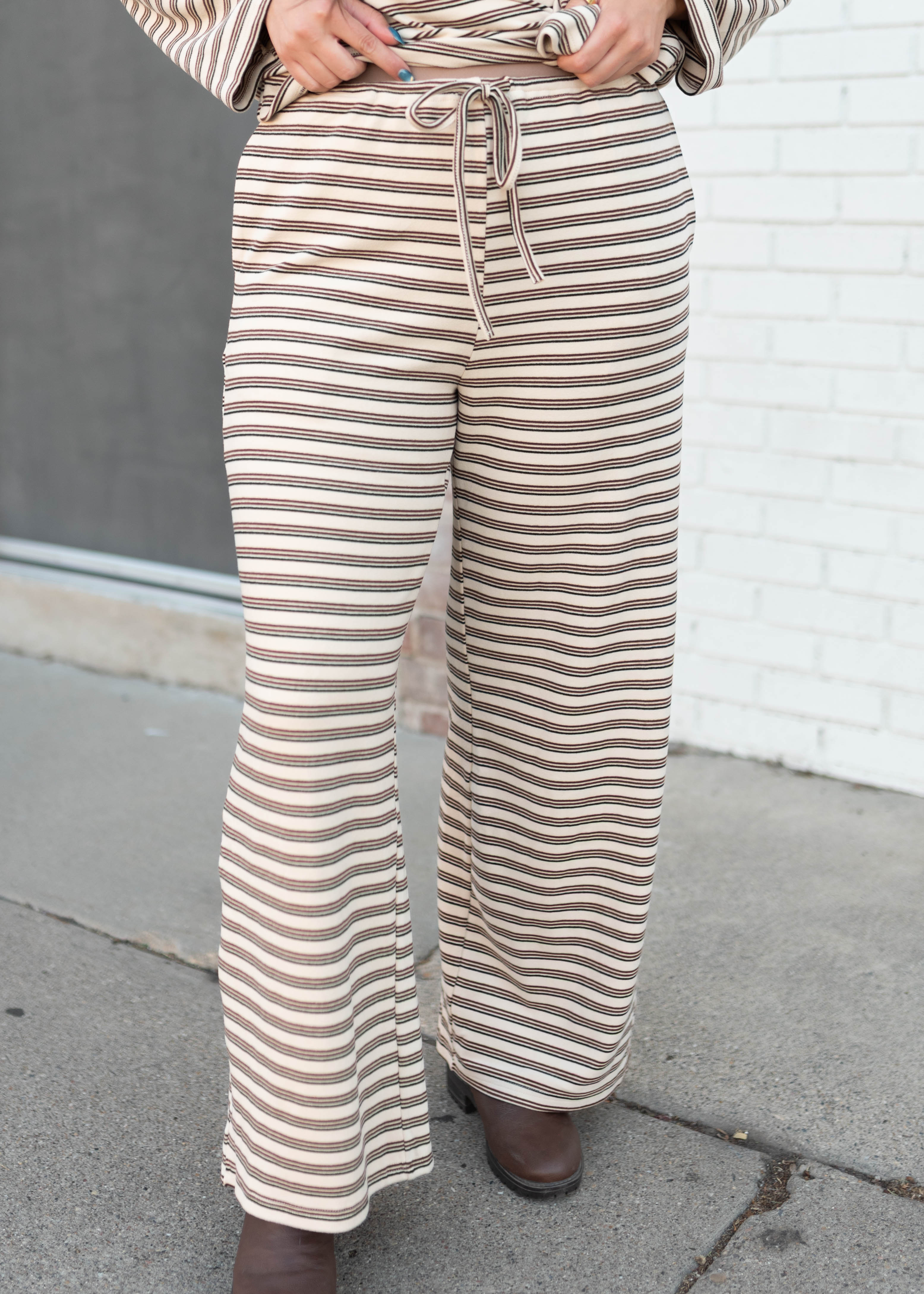 Maddie Tan & Brown Striped Lounge Set