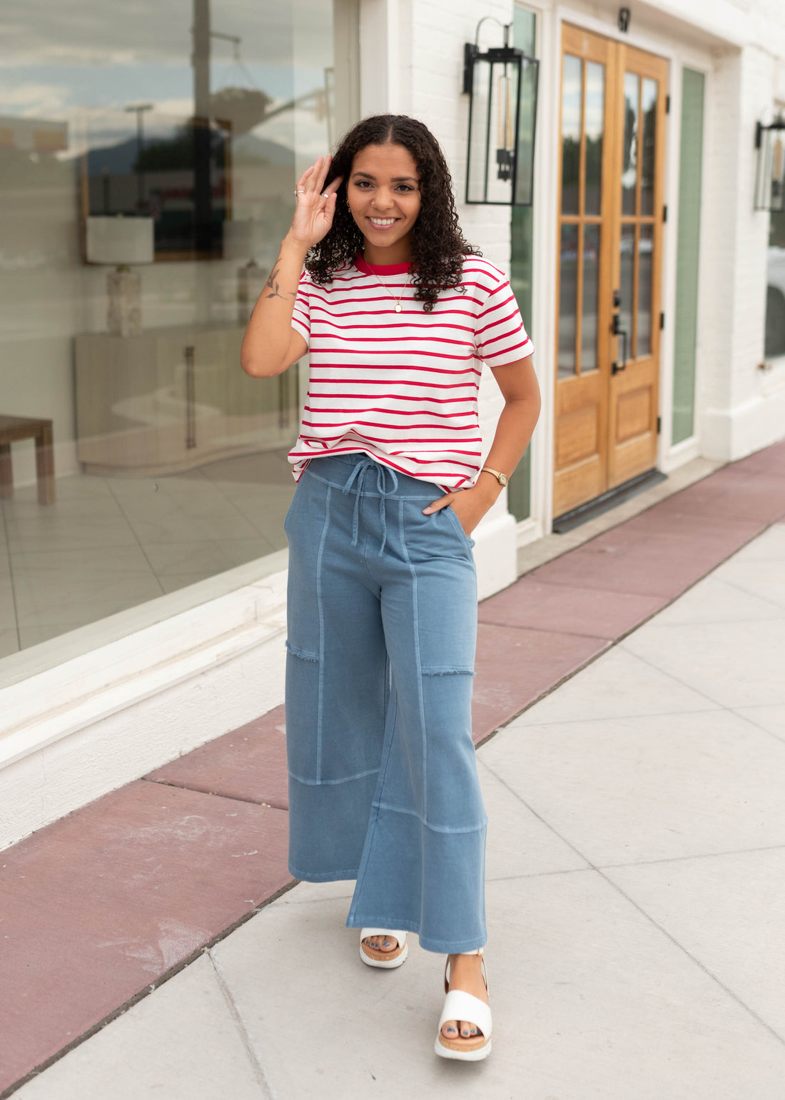 Maddison Red Striped Top