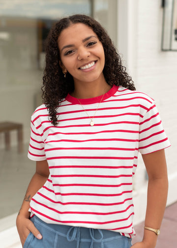 Maddison Red Striped Top
