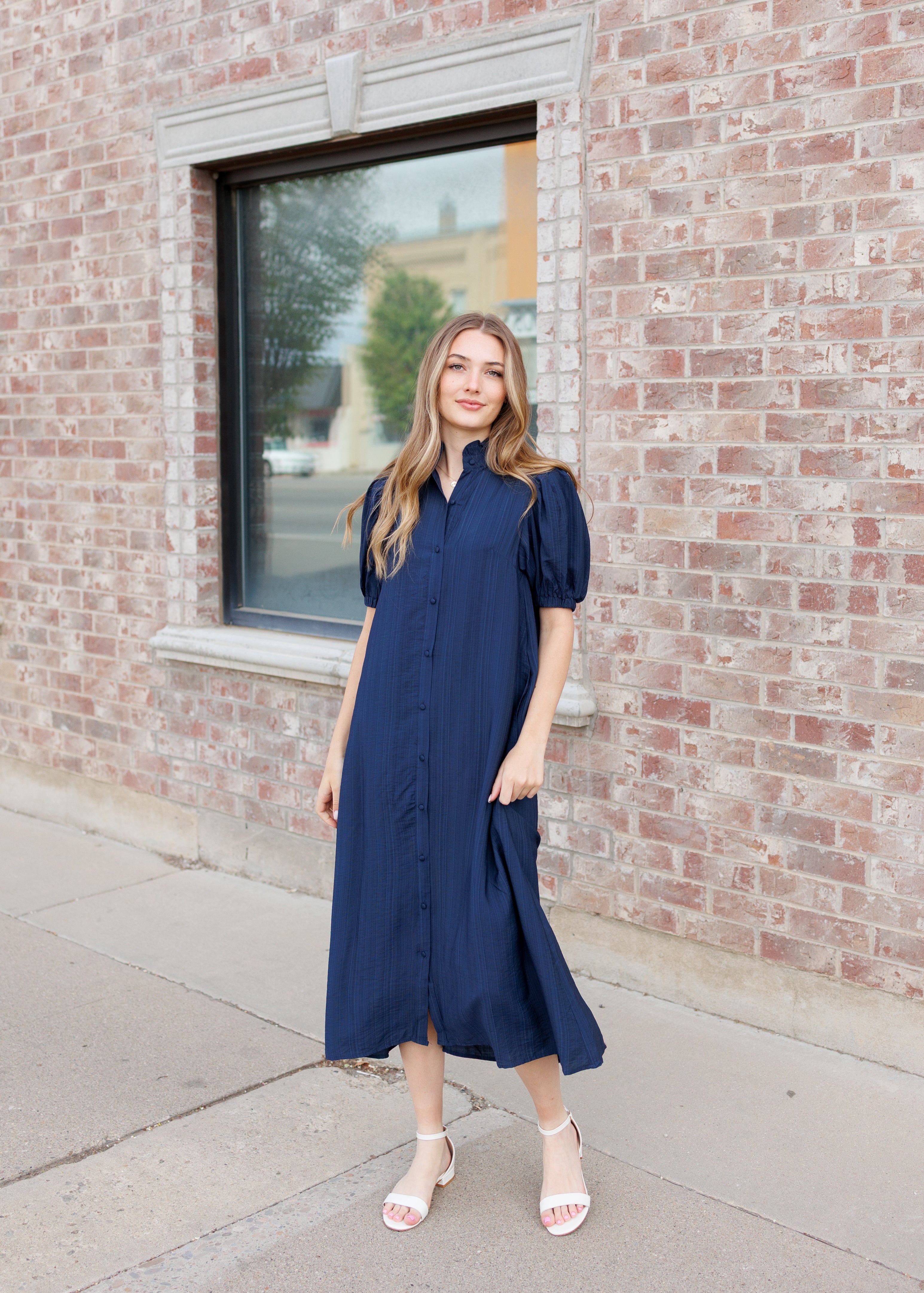 Madeline Navy Button Up Dress