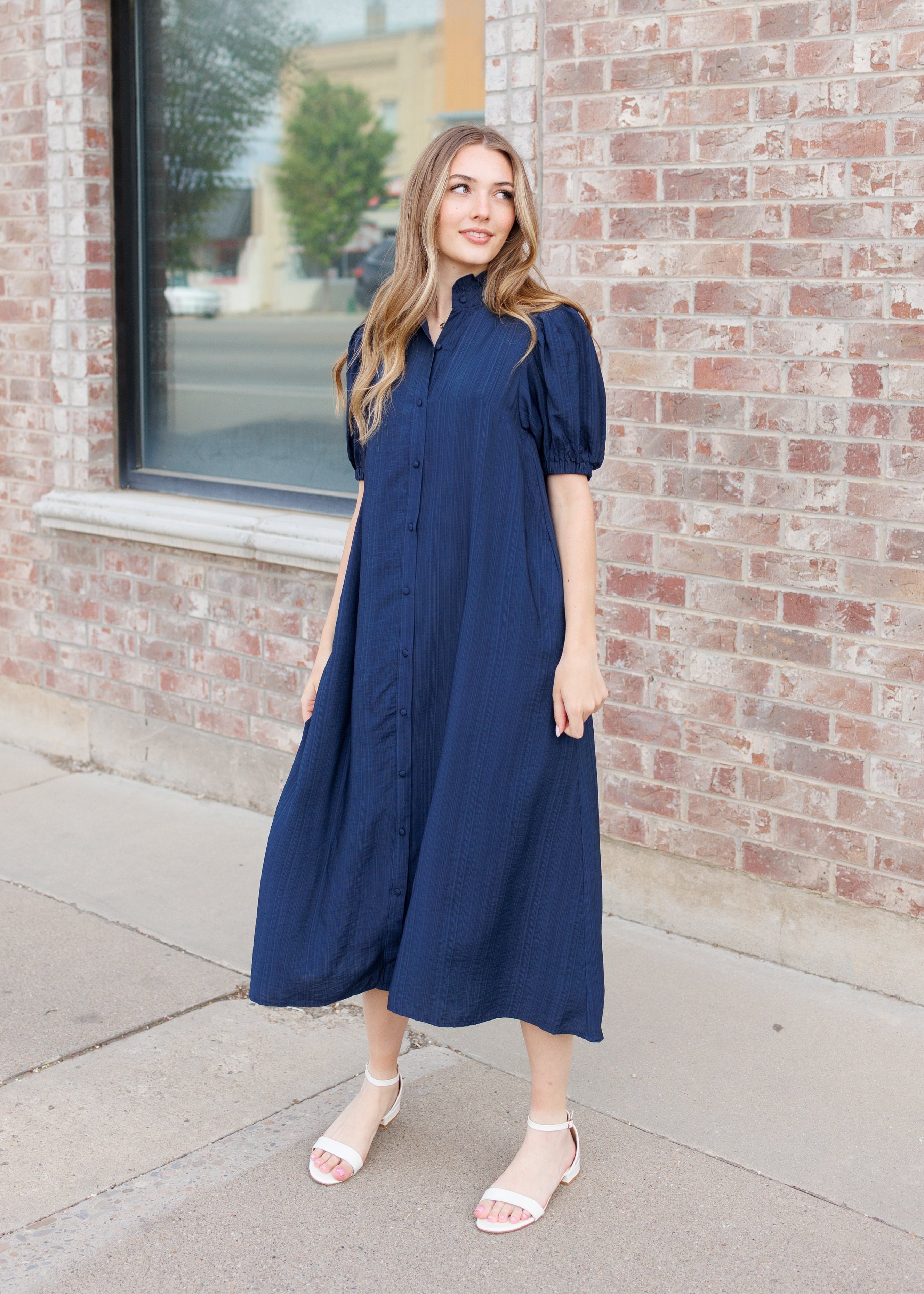 Madeline Navy Button Up Dress