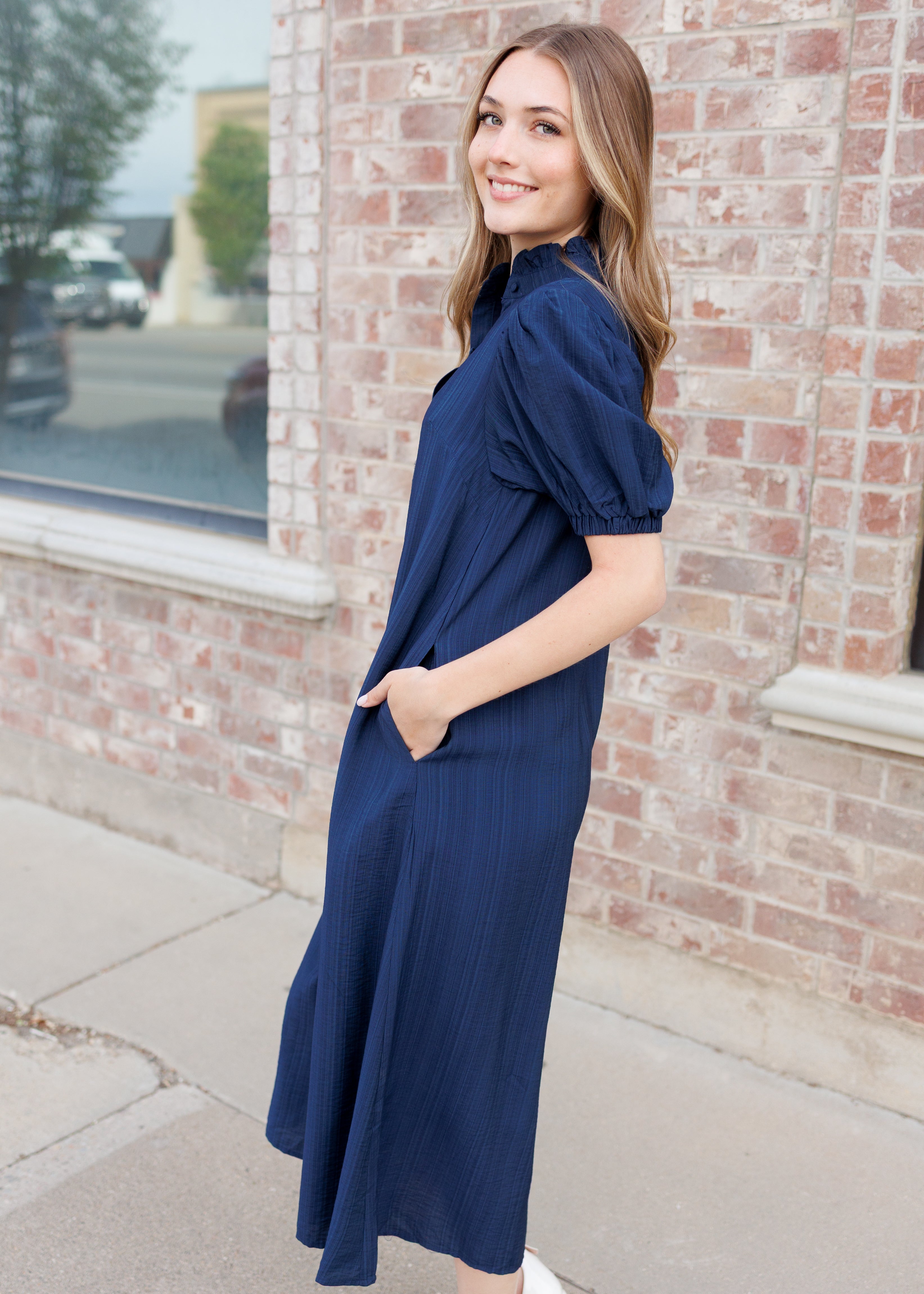 Madeline Navy Button Up Dress