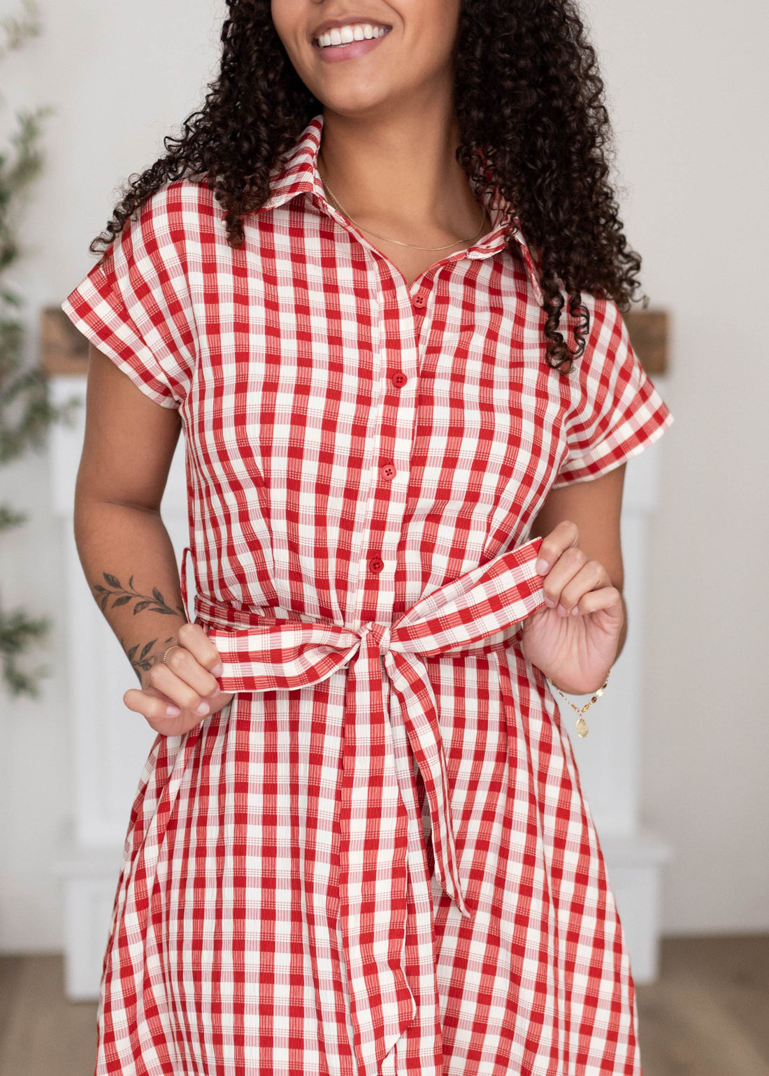 Makenzie Red Gingham Dress