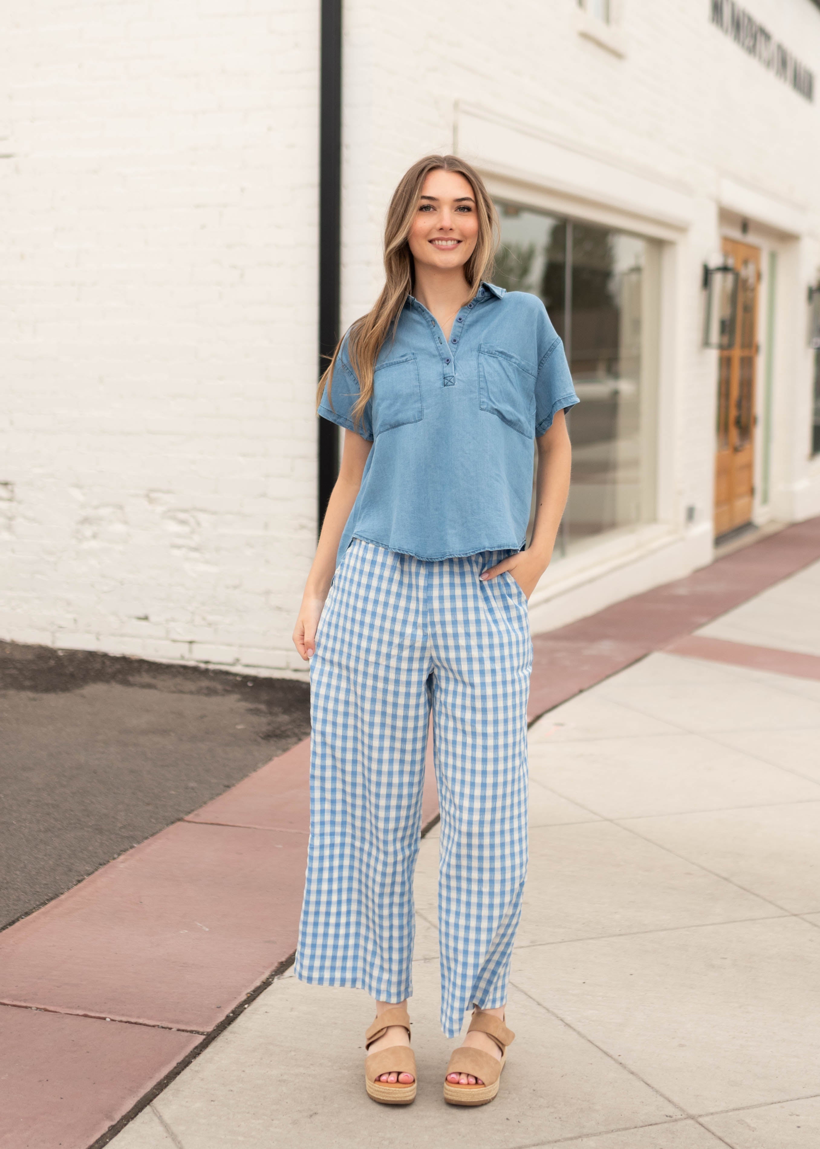 Maren Denim Collared Top