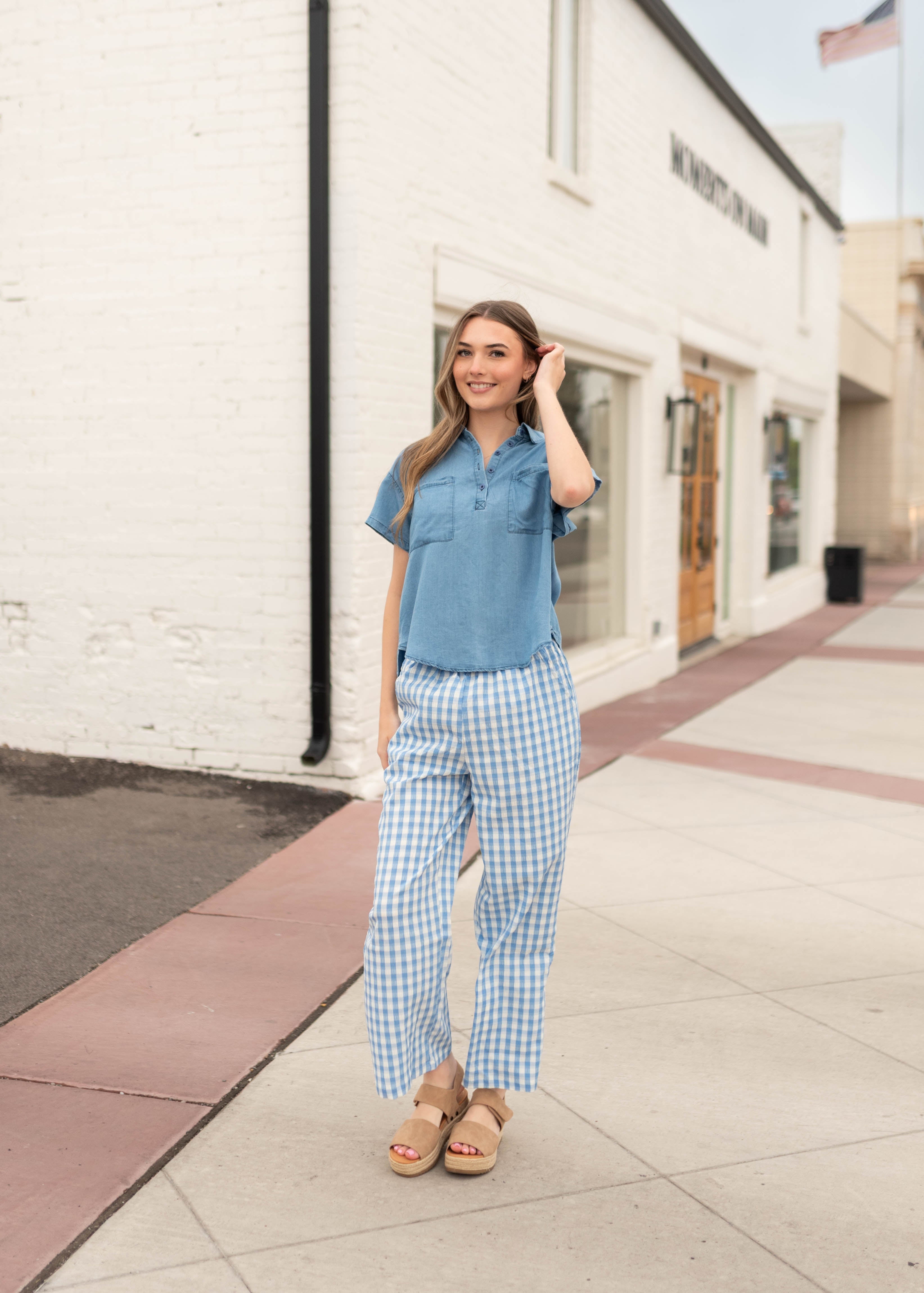 Maren Denim Collared Top