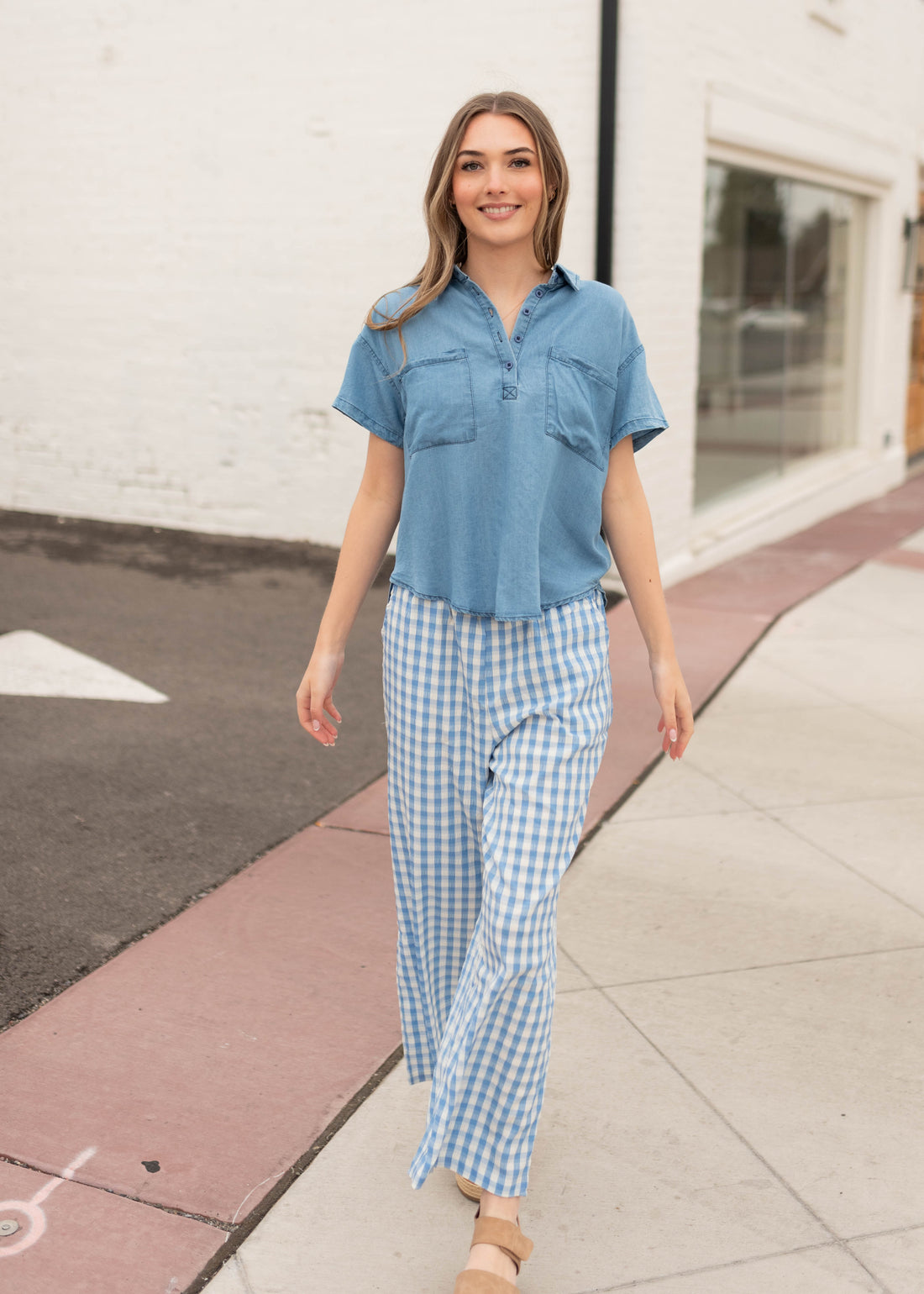Maren Denim Collared Top