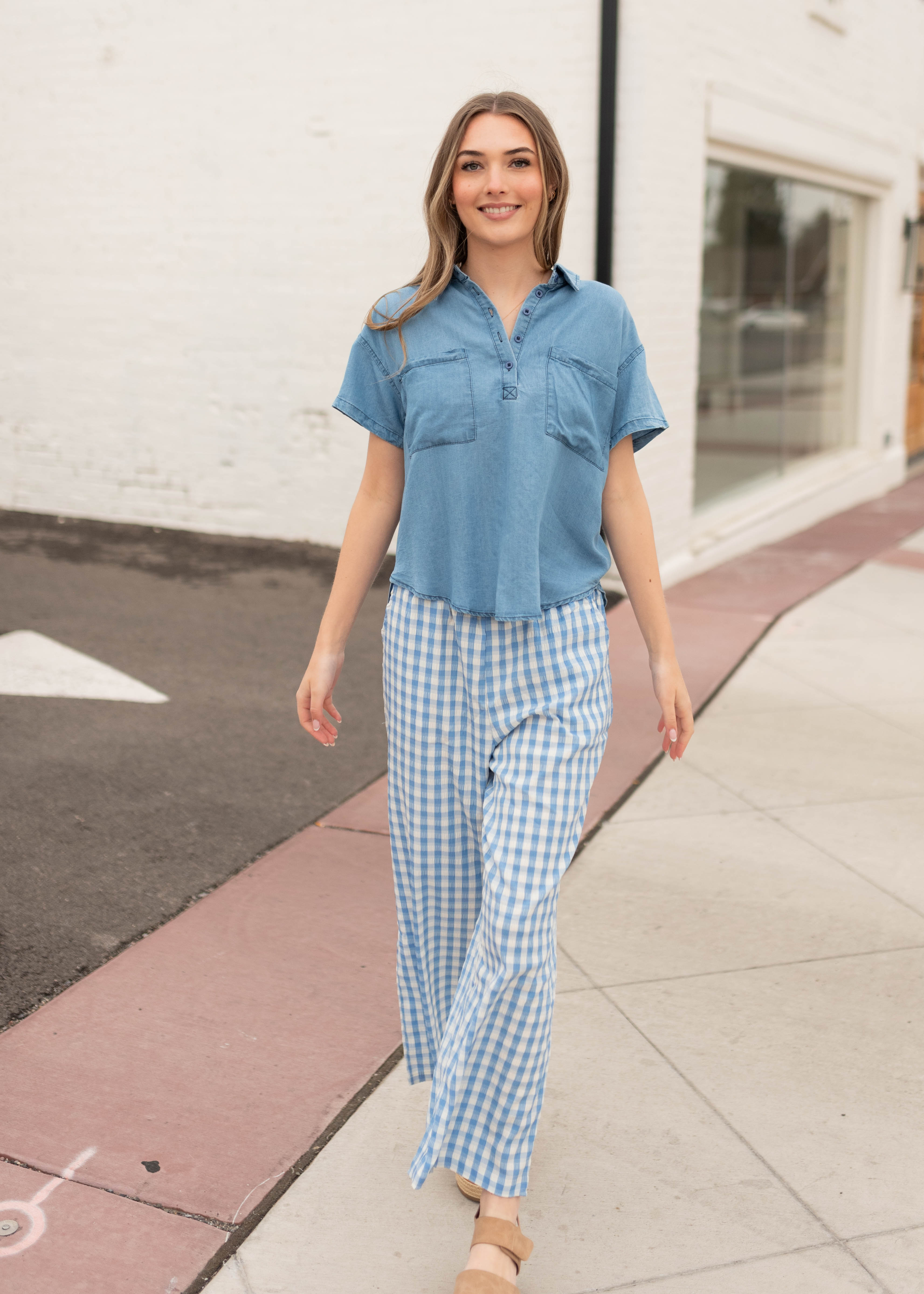 Maren Denim Collared Top