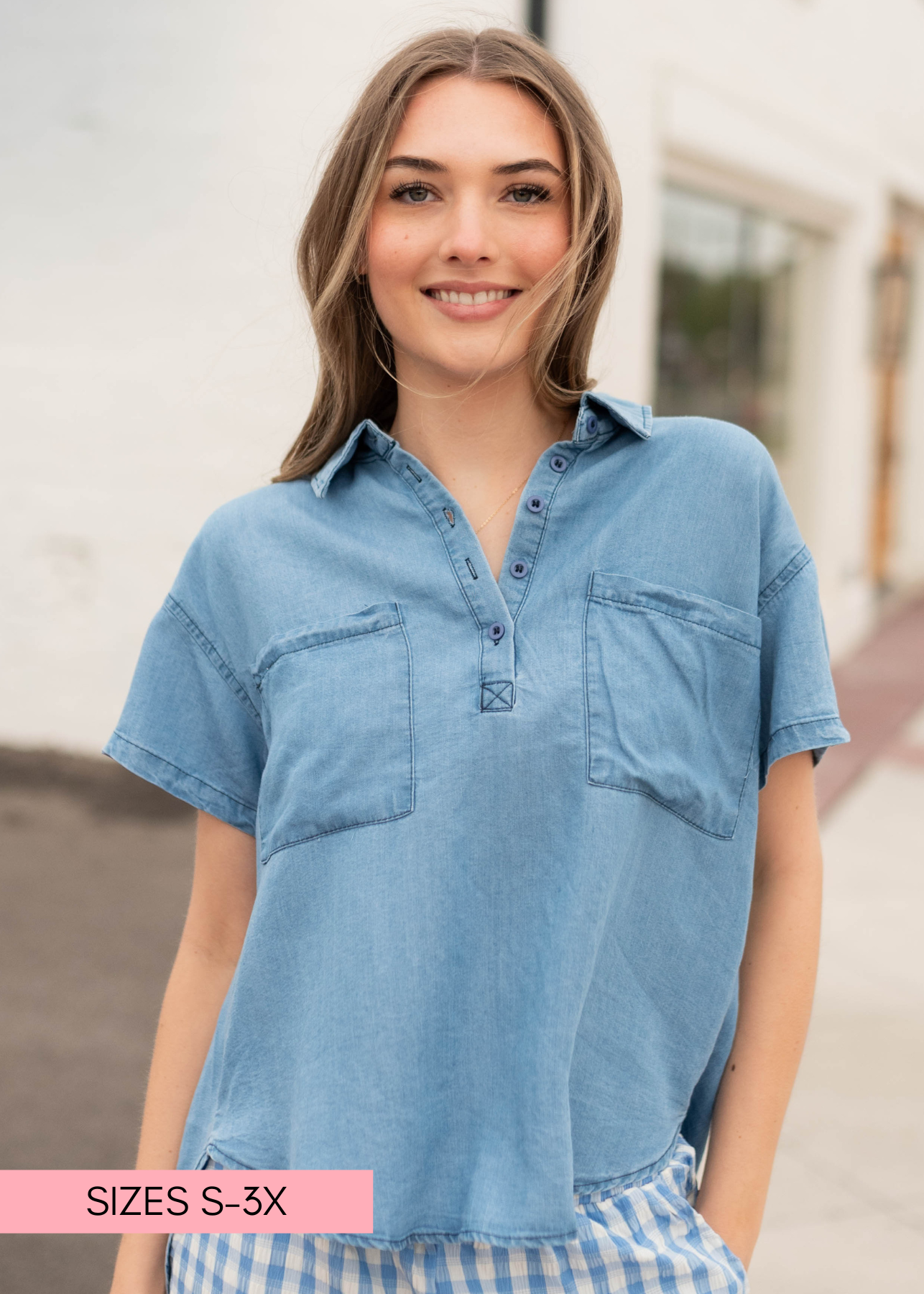 Maren Denim Collared Top