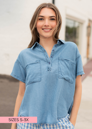 Maren Denim Collared Top