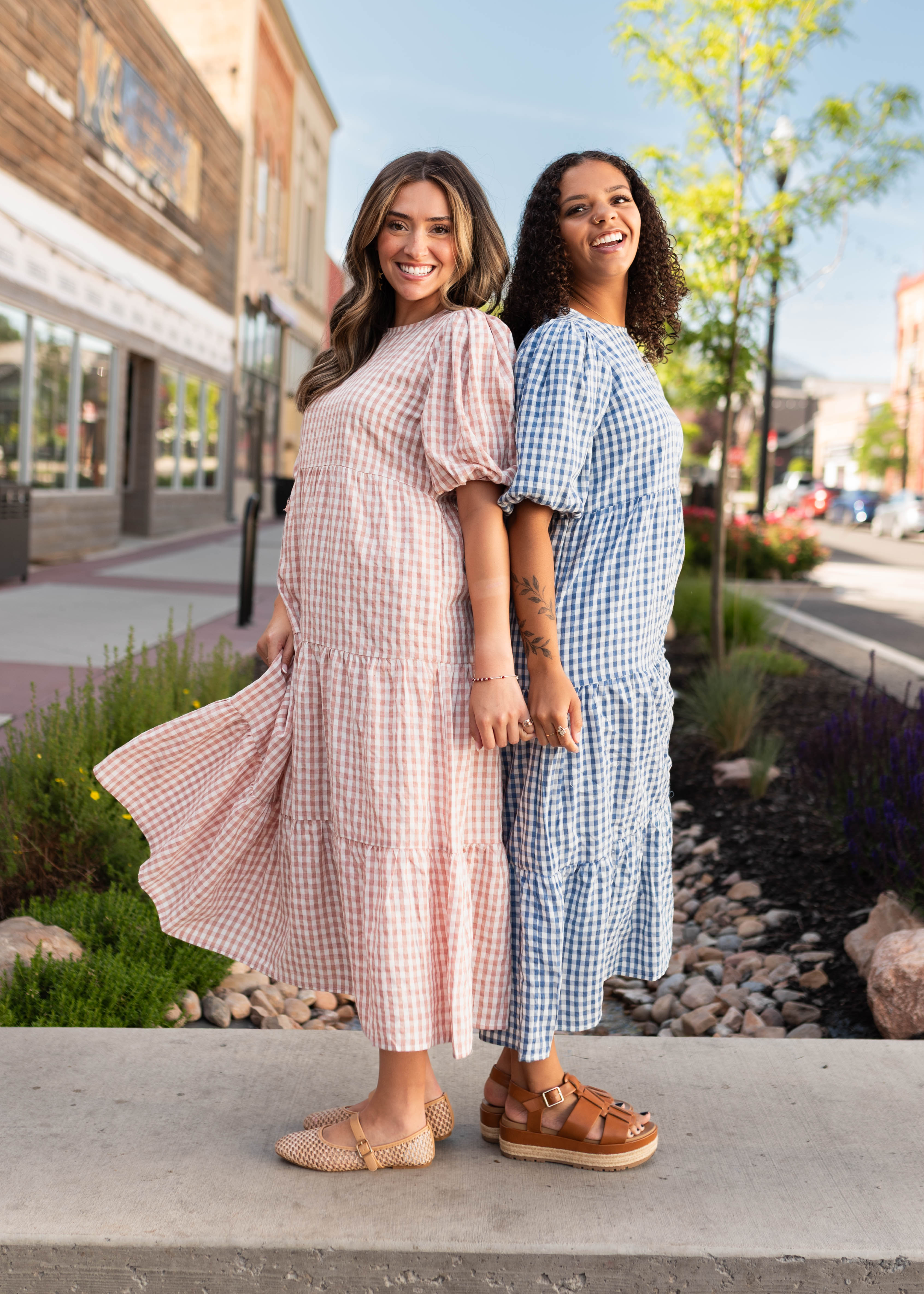 Mariah Pink Gingham Tiered Dress