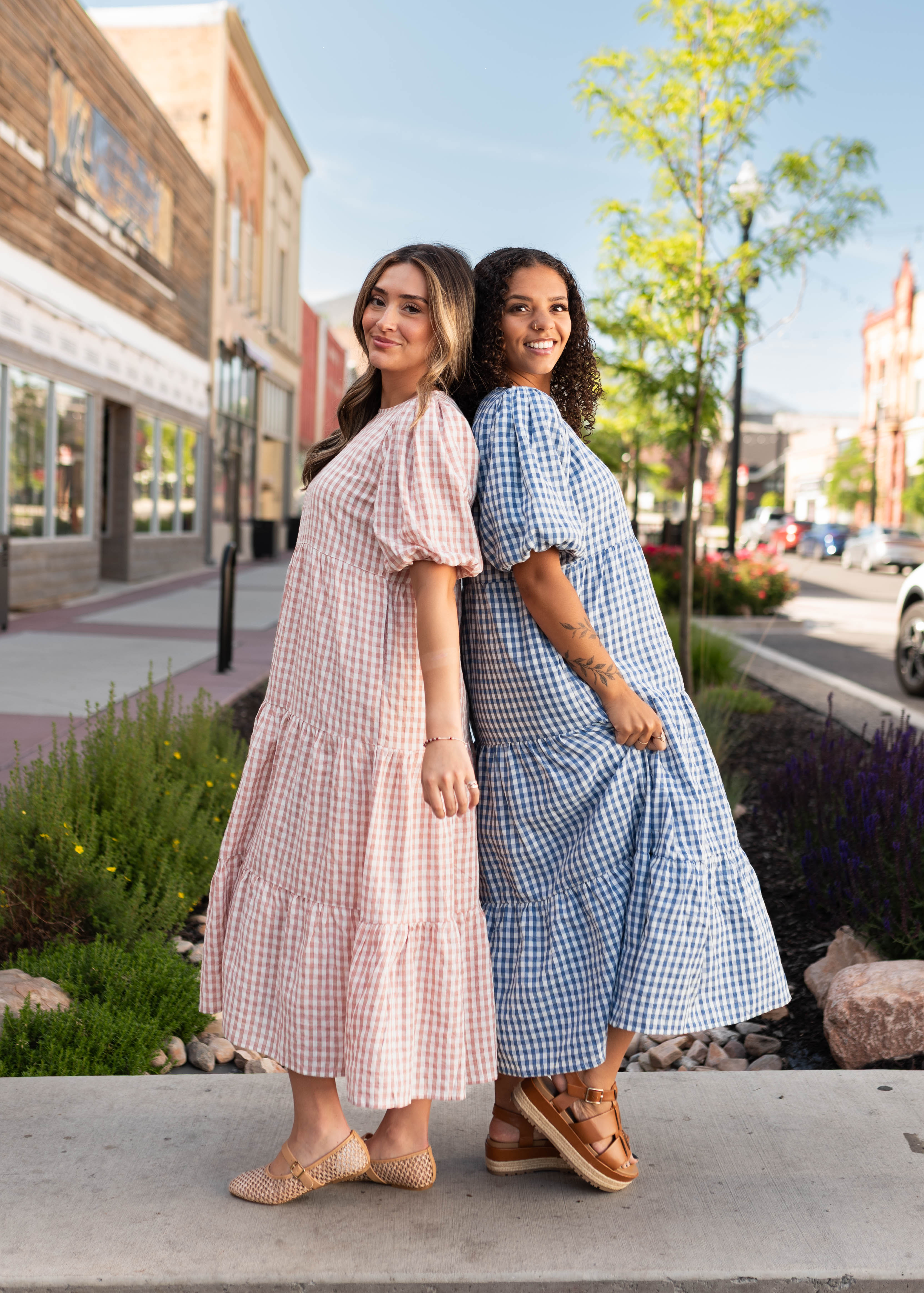 Mariah Pink Gingham Tiered Dress
