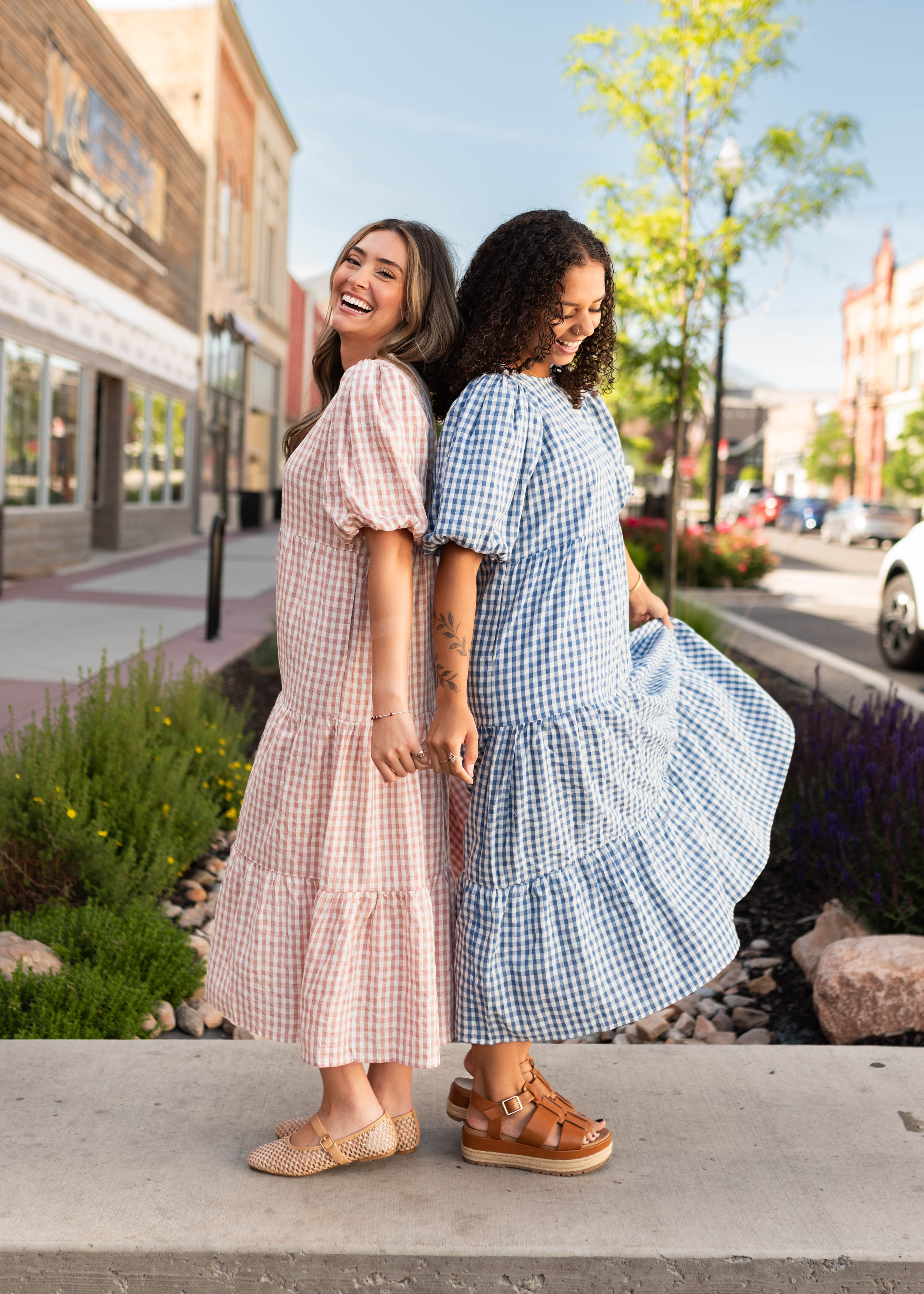 Mariah Pink Gingham Tiered Dress