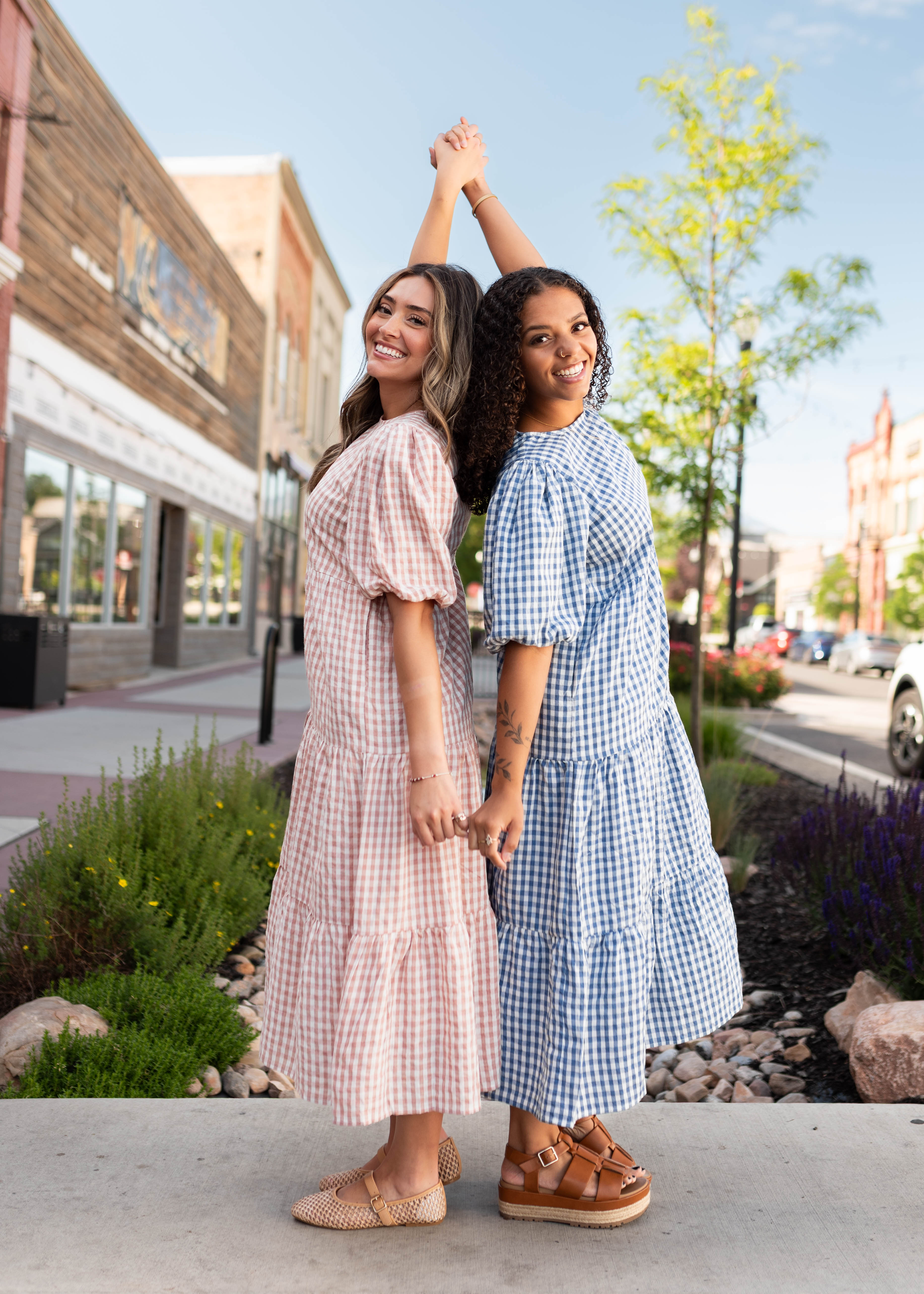 Mariah Pink Gingham Tiered Dress