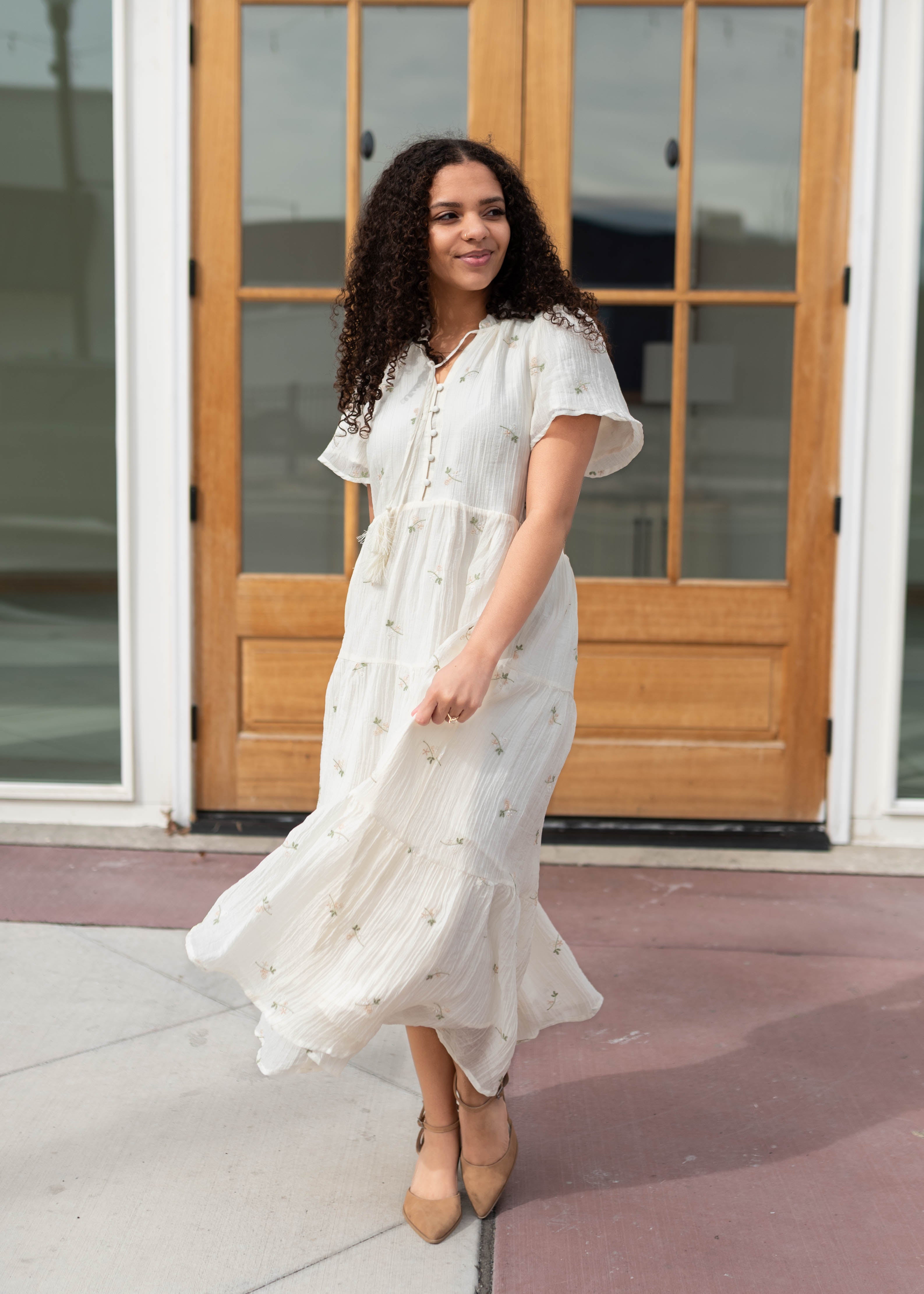 Marilyn Cream Embroidered Dress