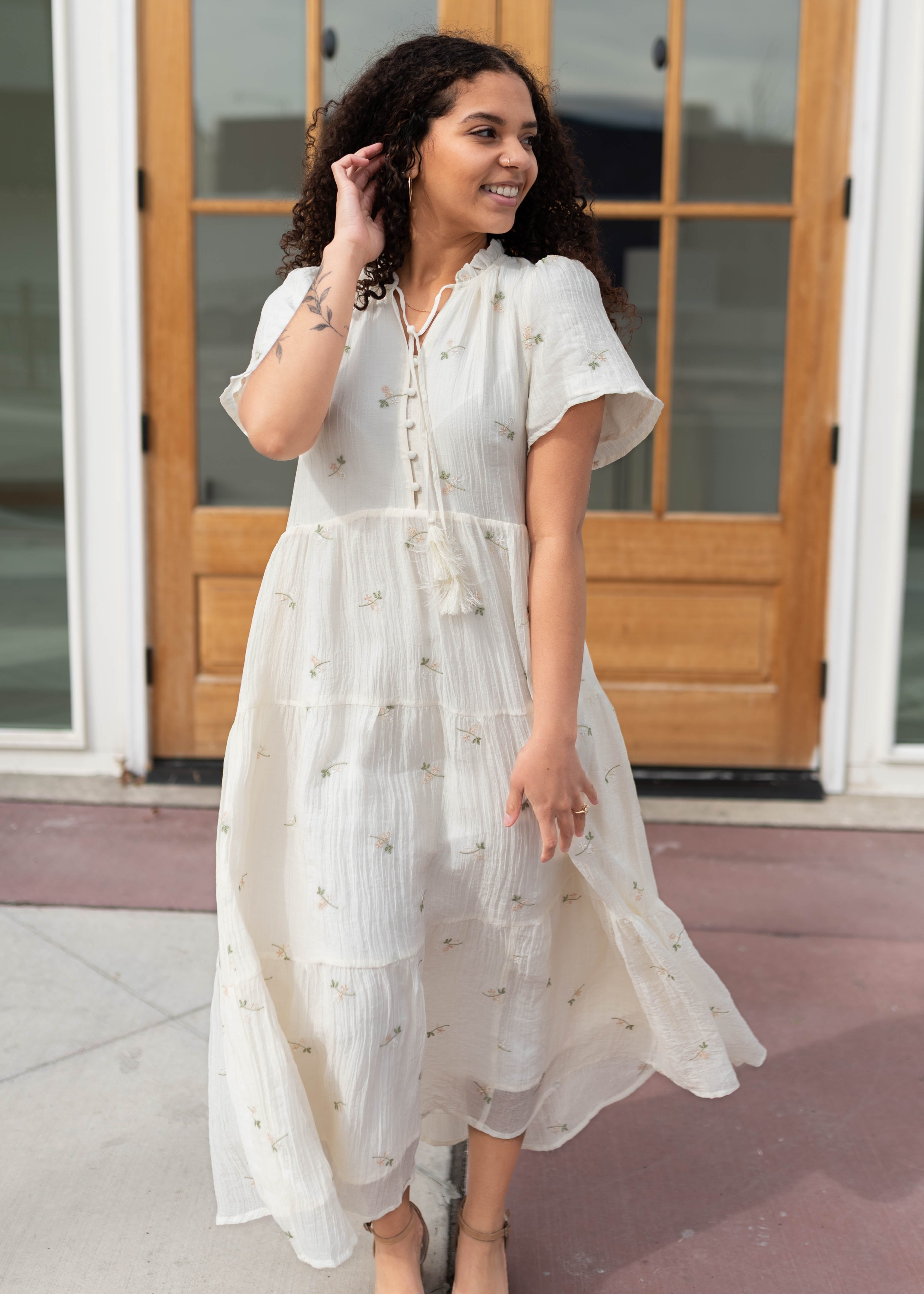 Marilyn Cream Embroidered Dress