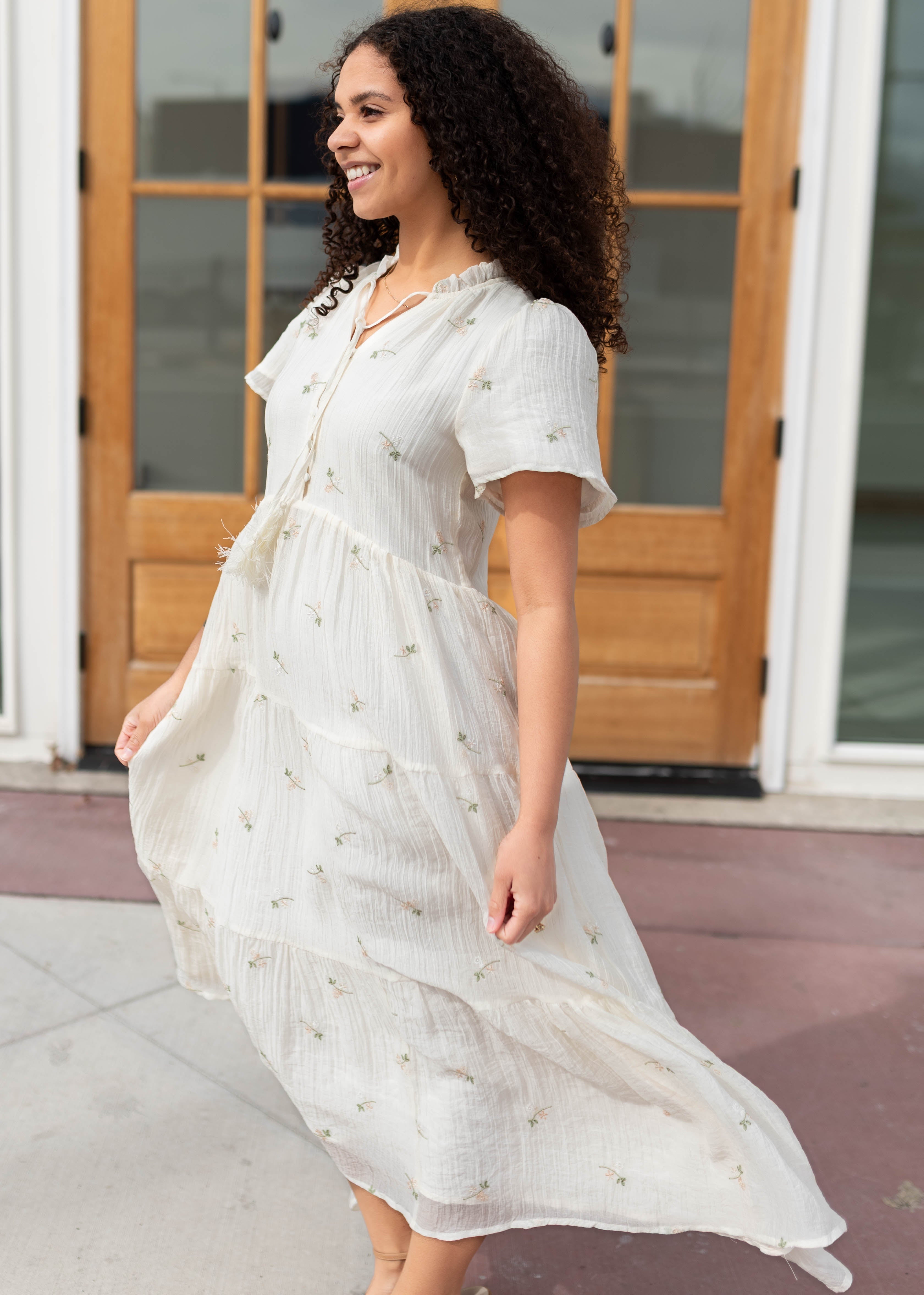 Marilyn Cream Embroidered Dress