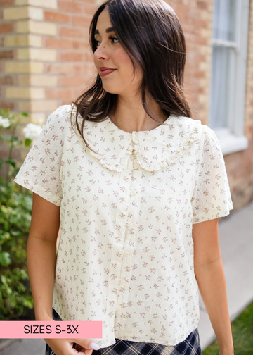 Marissa Cream Floral Button Up Blouse