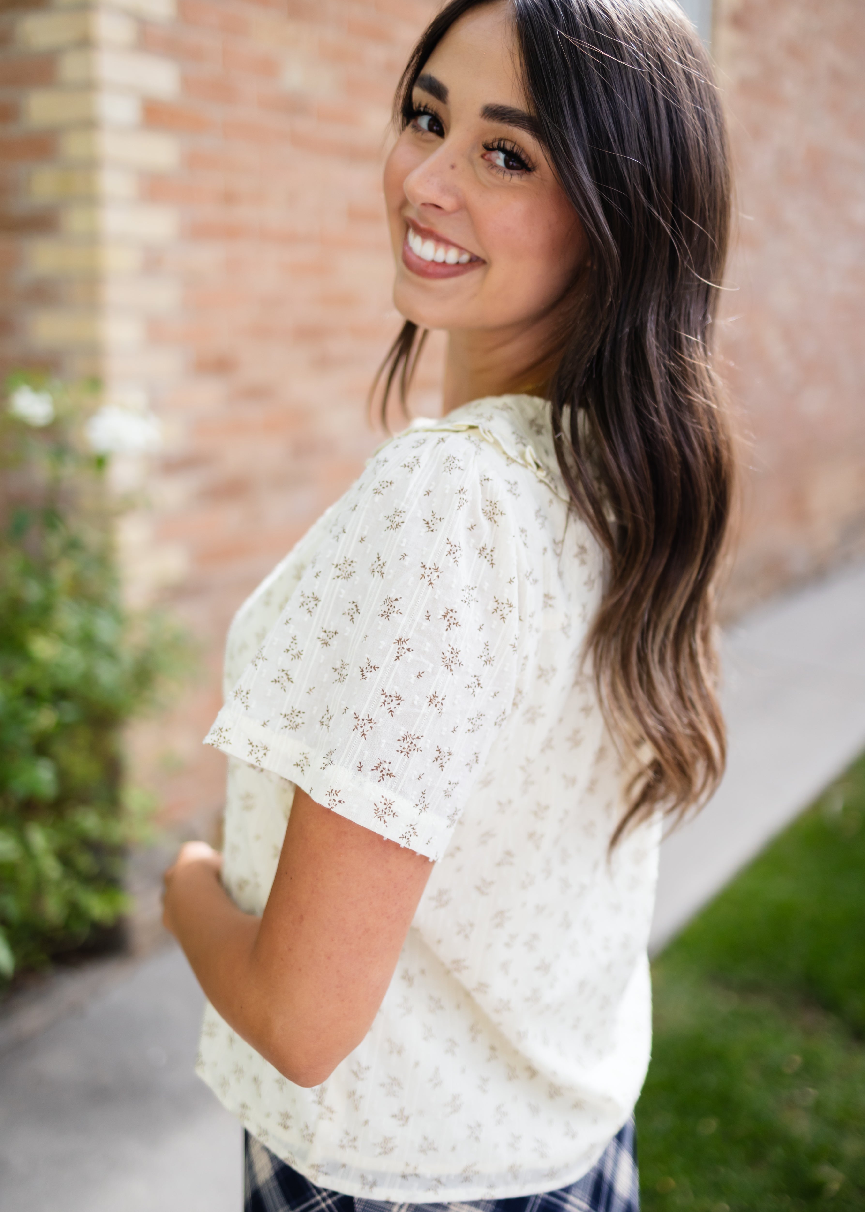 Marissa Cream Floral Button Up Blouse
