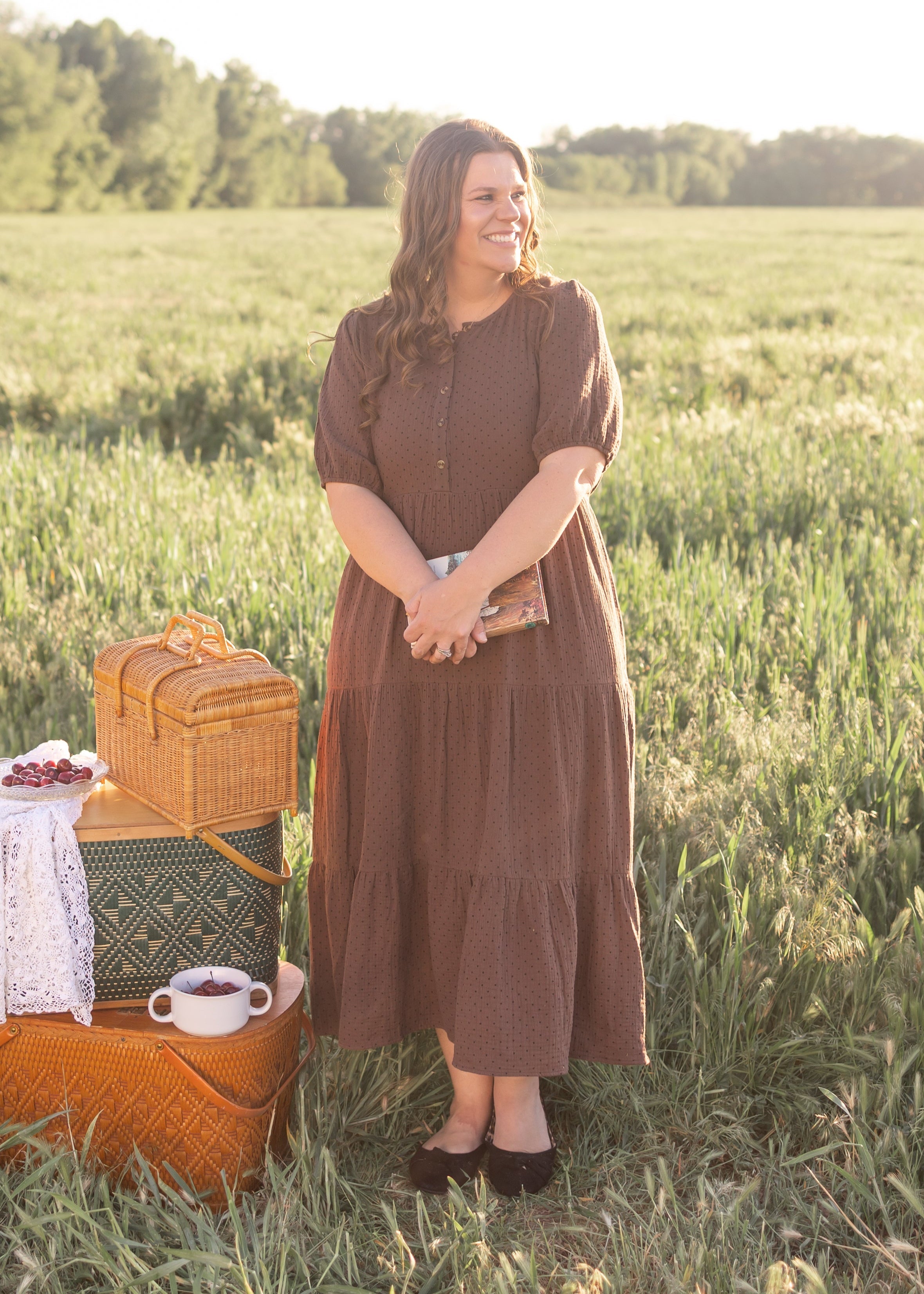 Maya Brown Polka Dot Dress