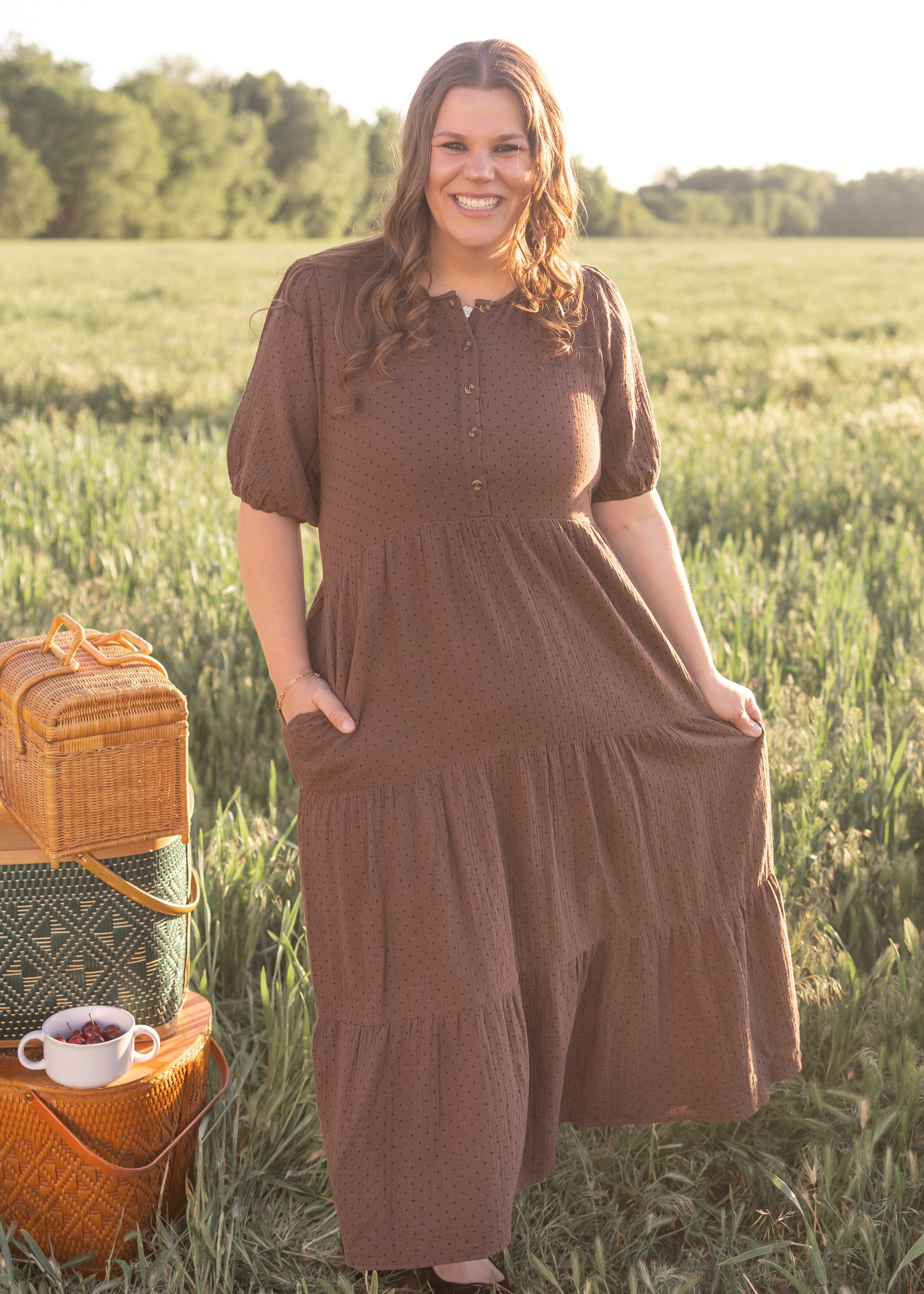 Maya Brown Polka Dot Dress