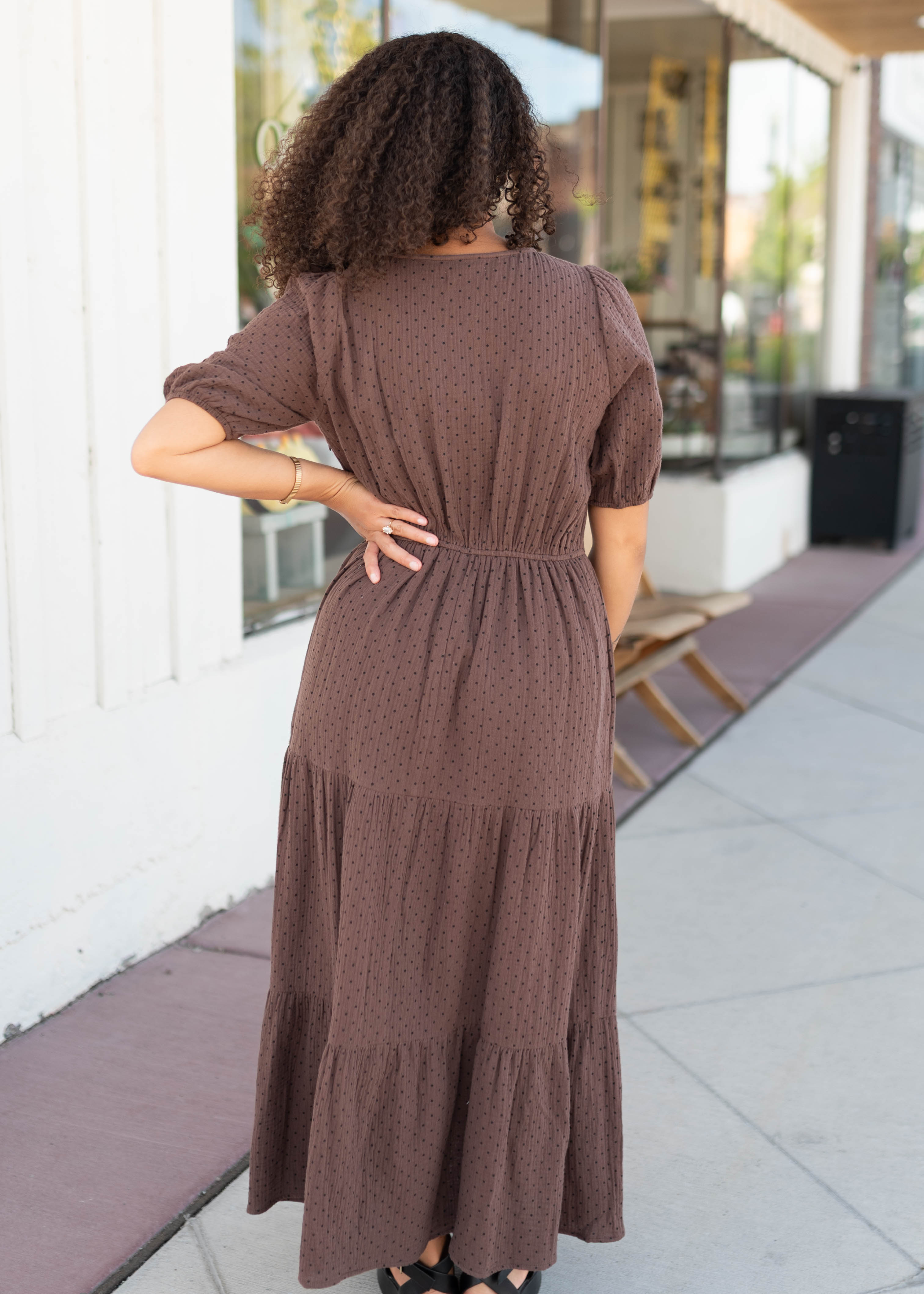 Maya Brown Polka Dot Dress