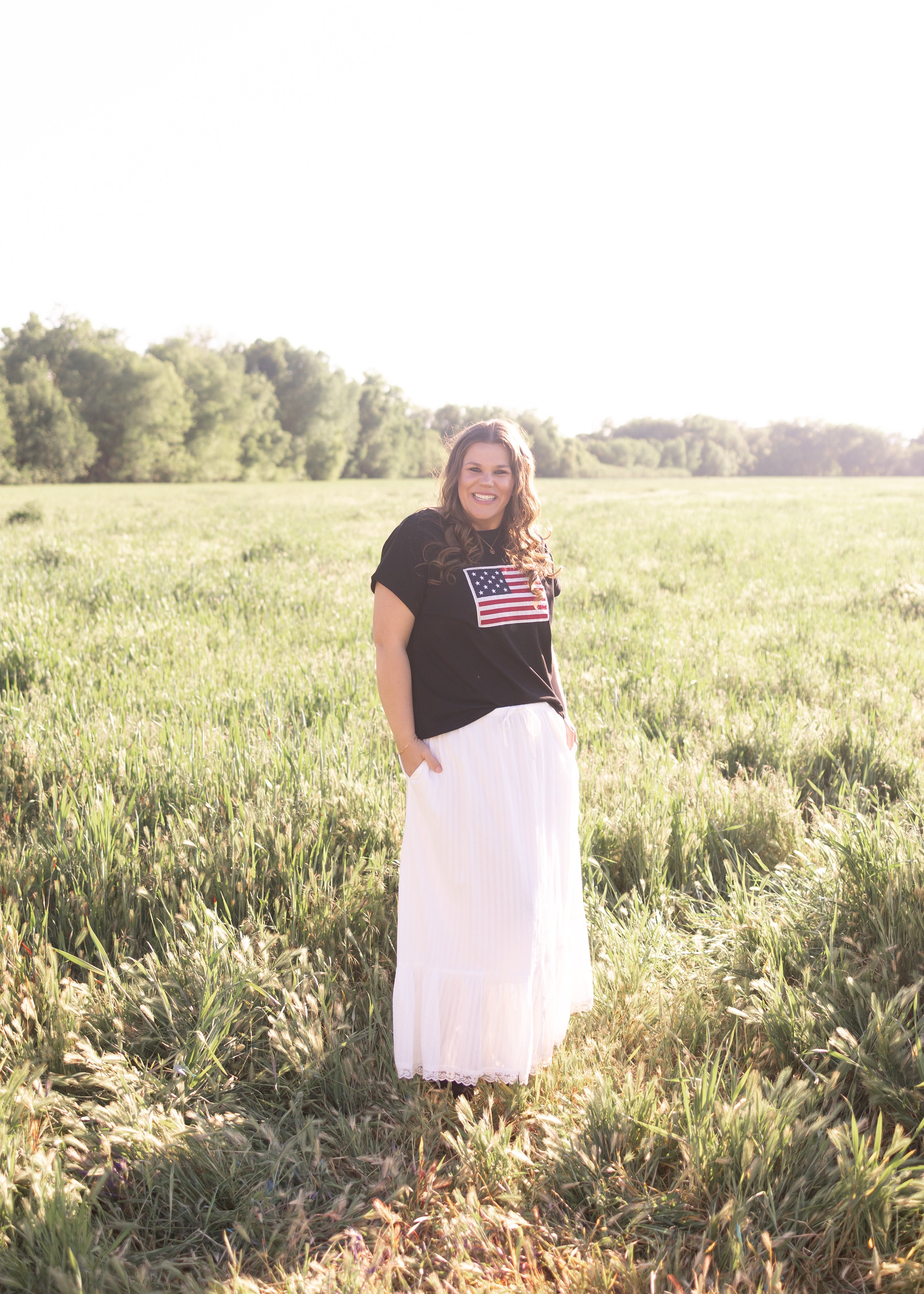 Mazie Black American Flag Top