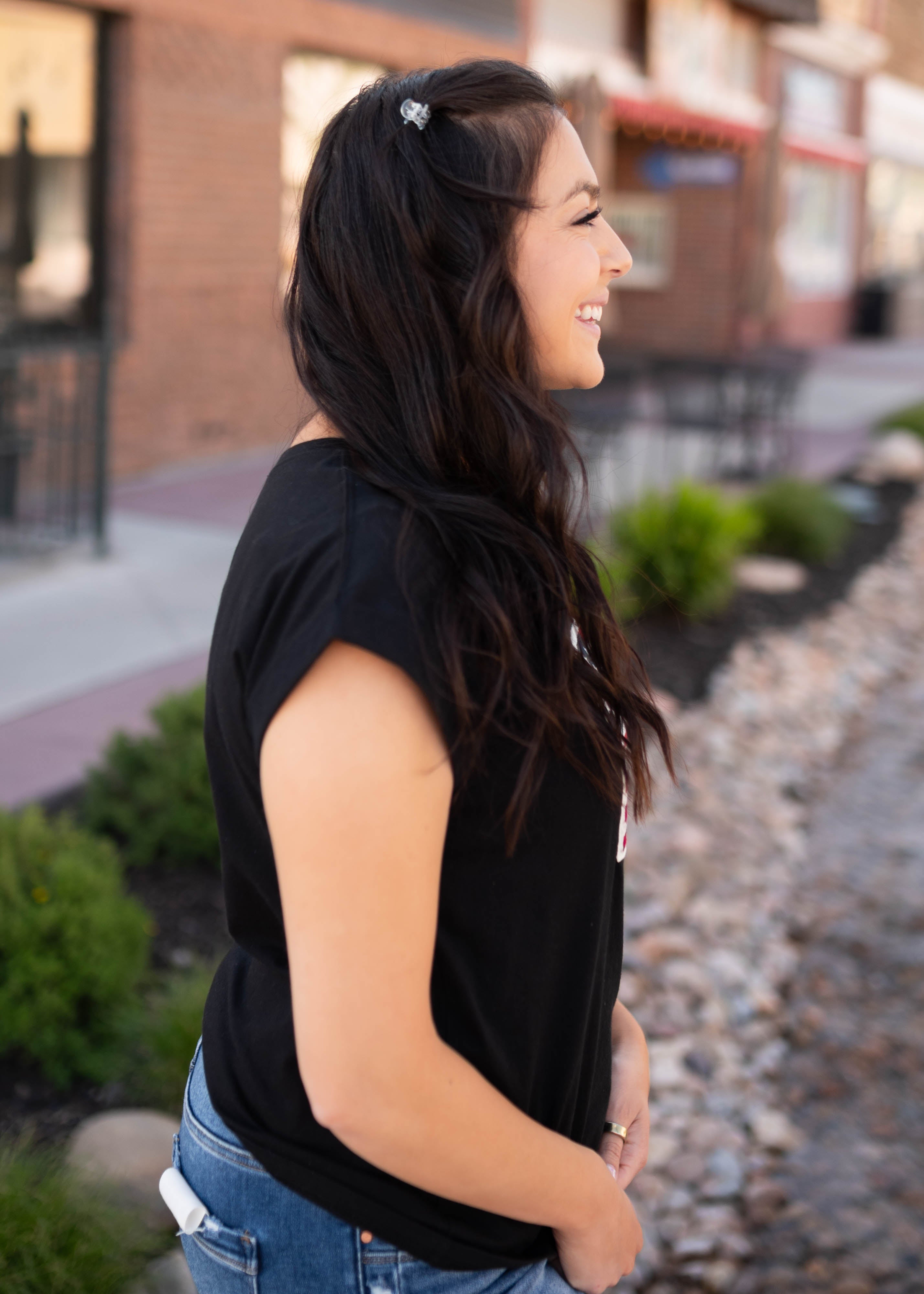 Mazie Black American Flag Top