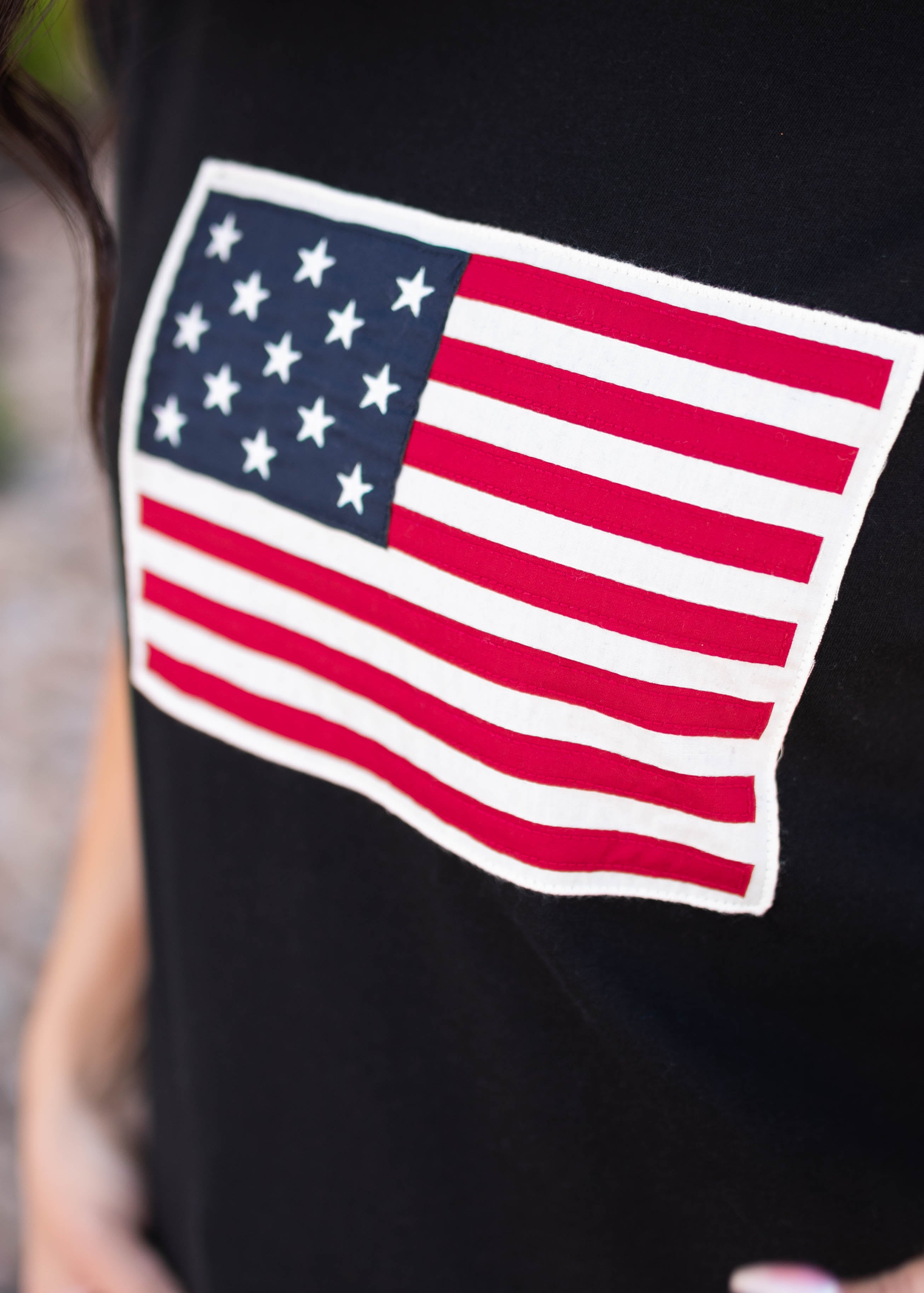 Mazie Black American Flag Top