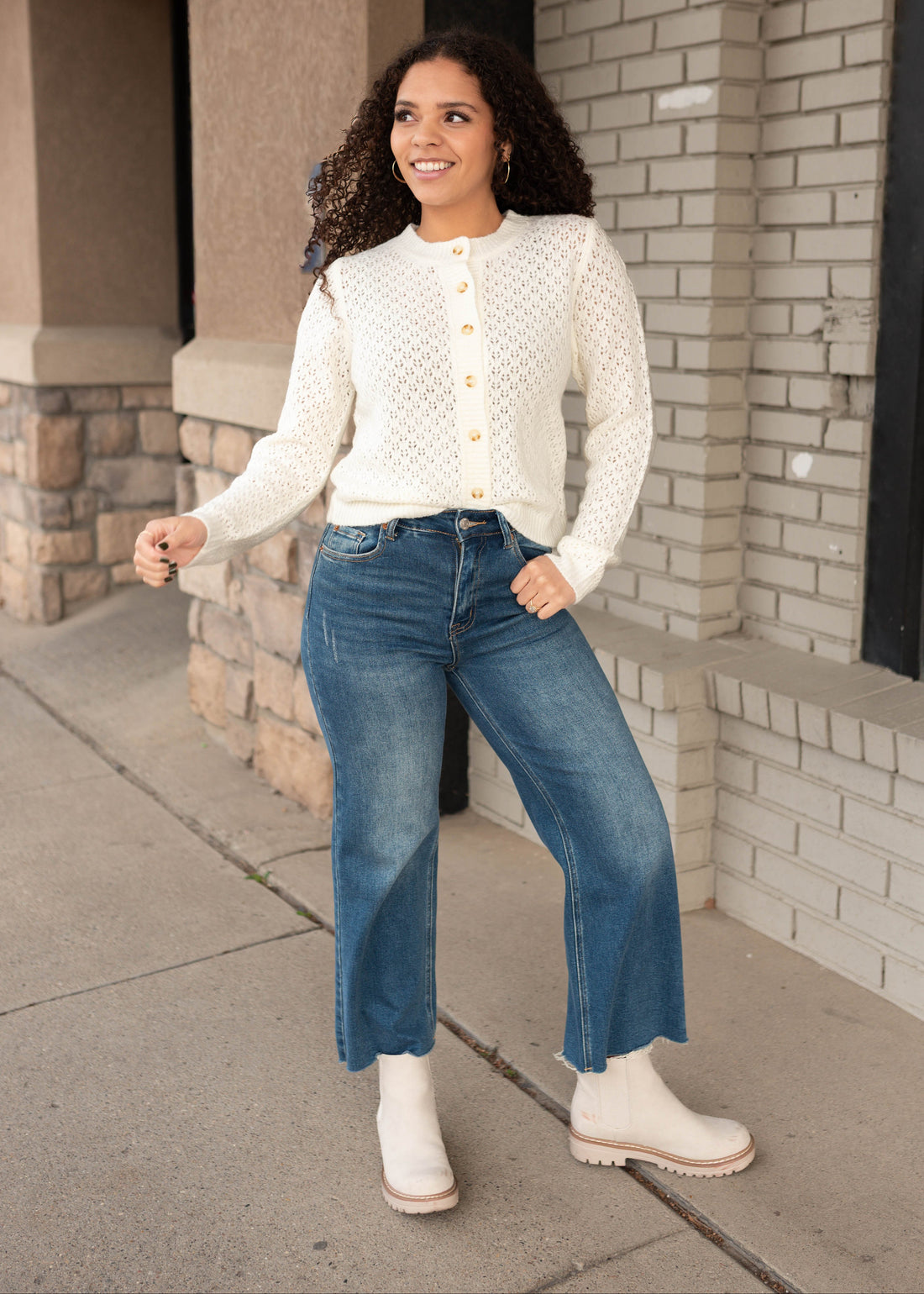 Mazie Cream Eyelet Cardigan