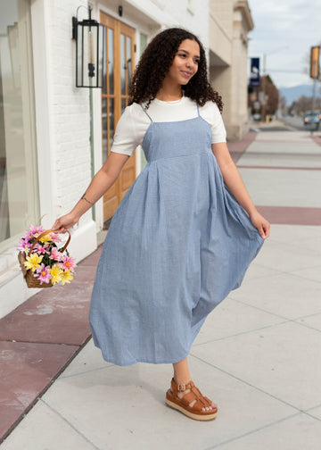 Megan Blue Gingham Cami Dress