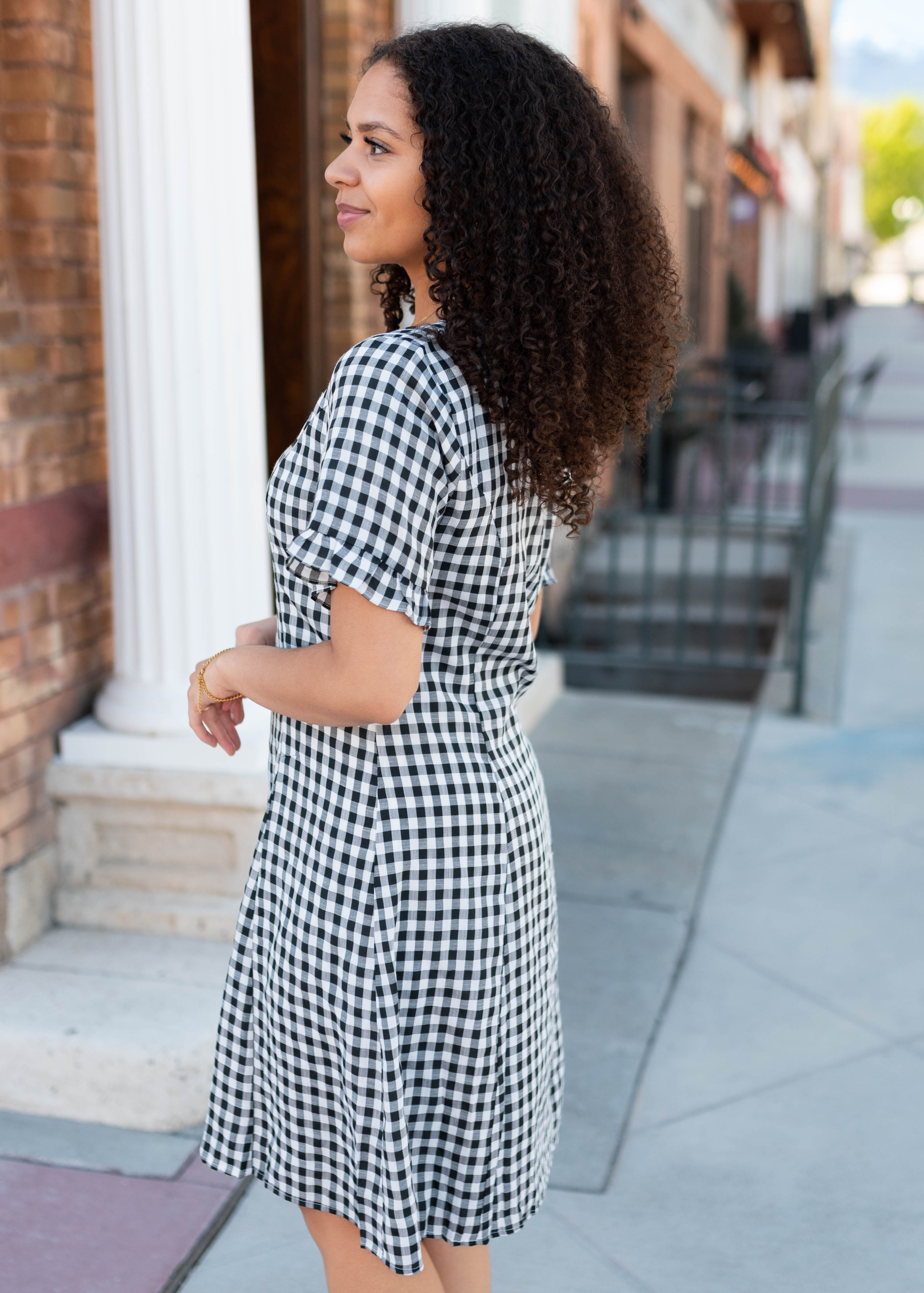 Melanie Black and White Gingham Dress
