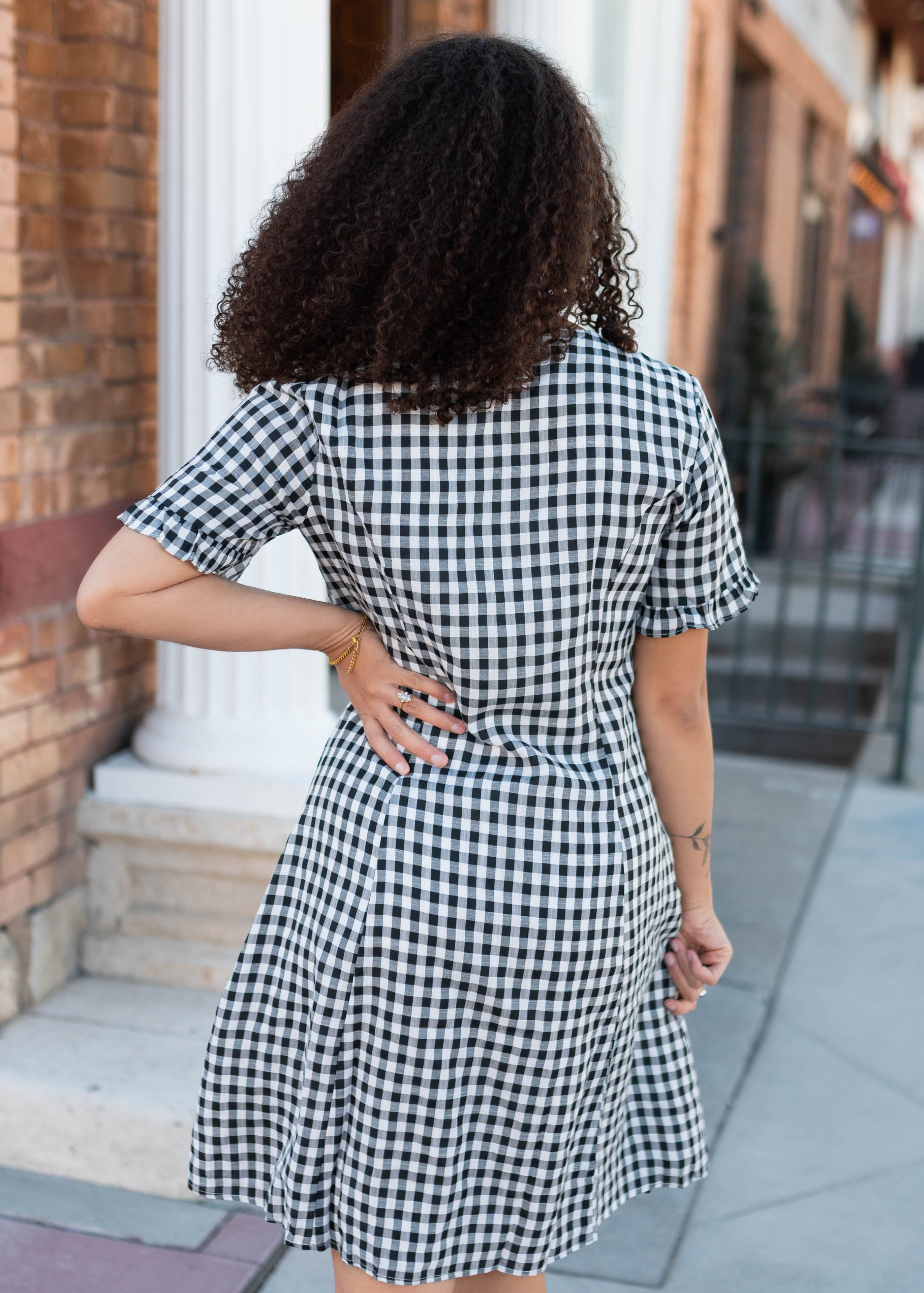 Melanie Black and White Gingham Dress