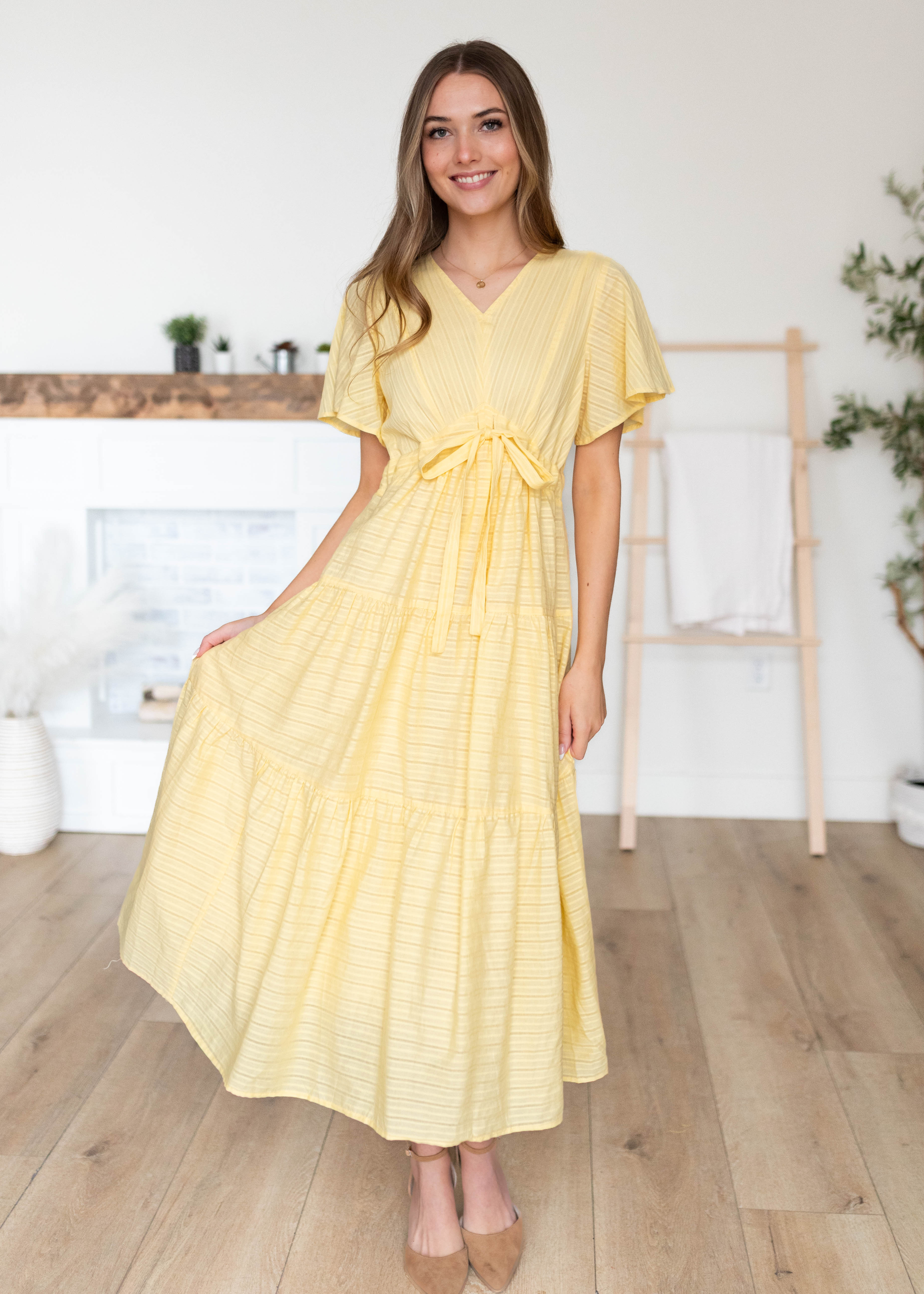 Melanie Yellow Tiered Dress