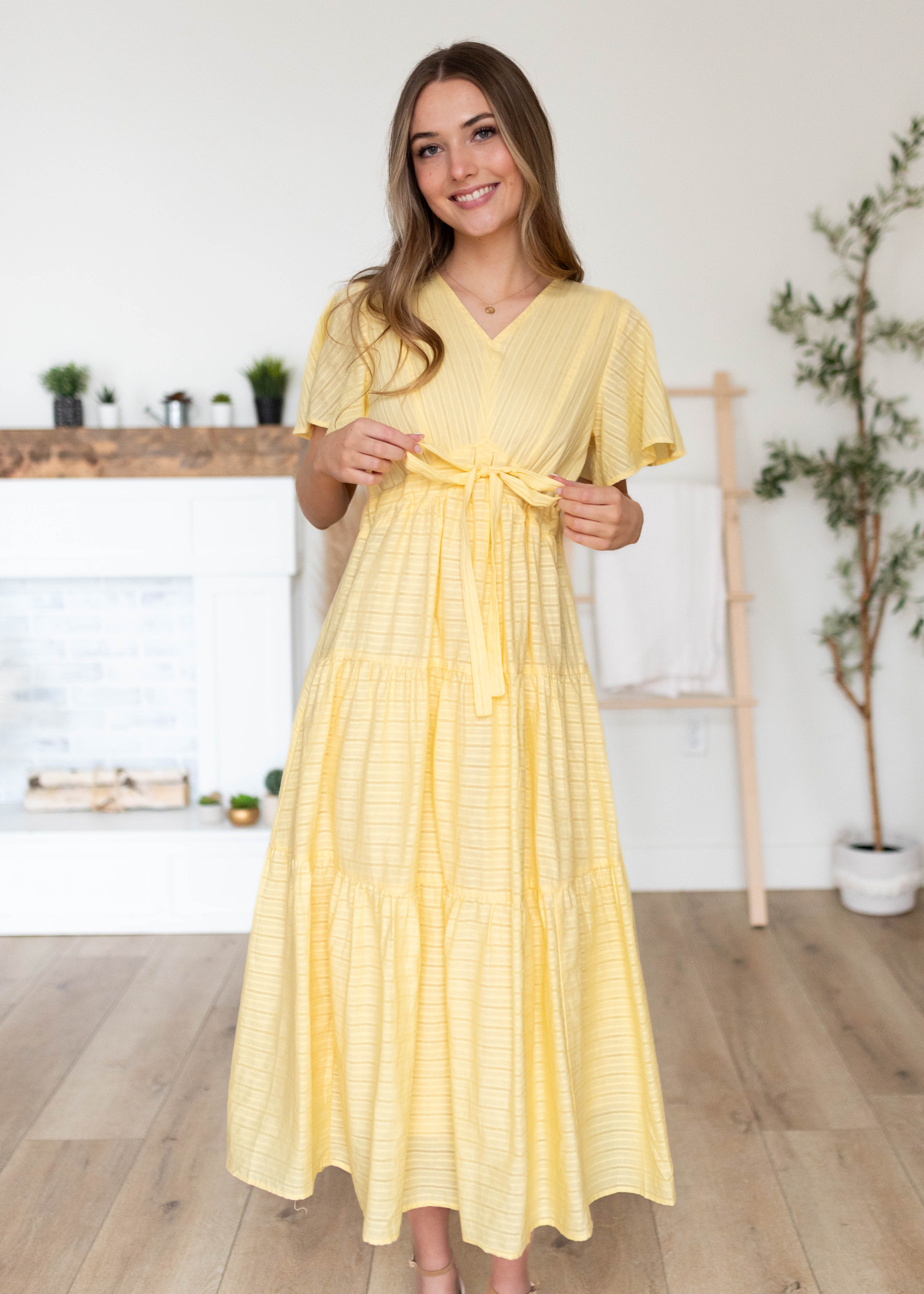 Melanie Yellow Tiered Dress