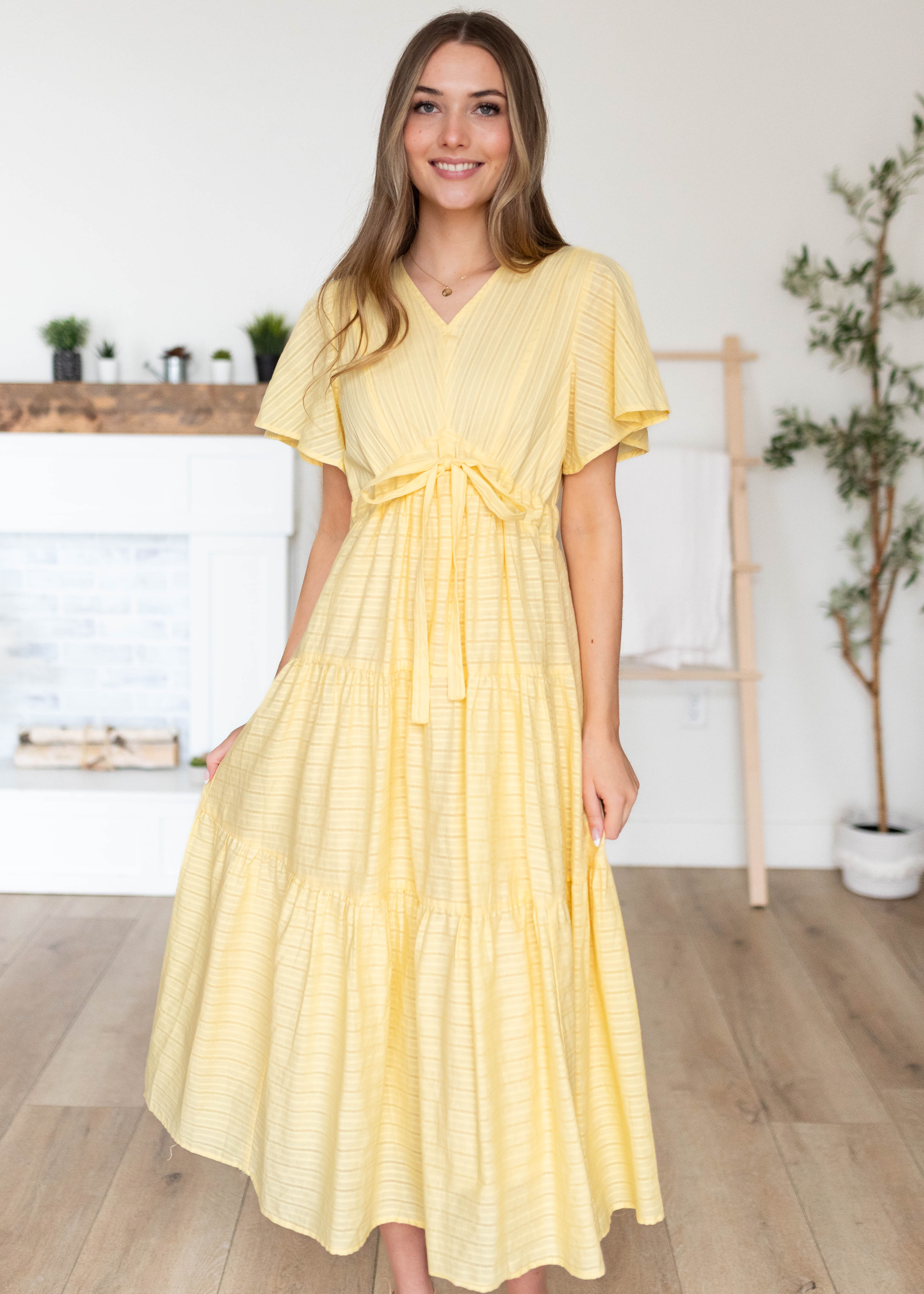 Melanie Yellow Tiered Dress