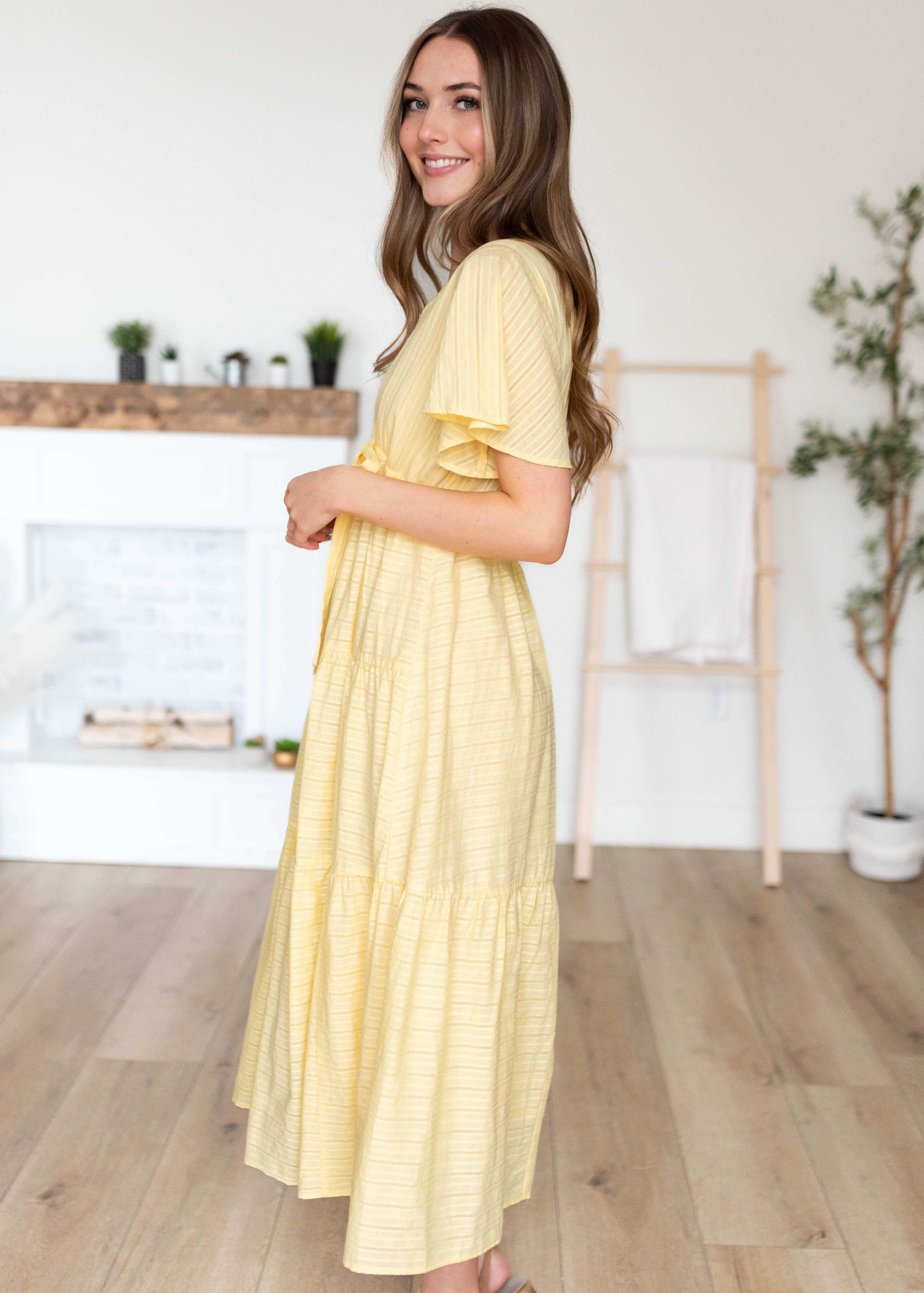 Melanie Yellow Tiered Dress