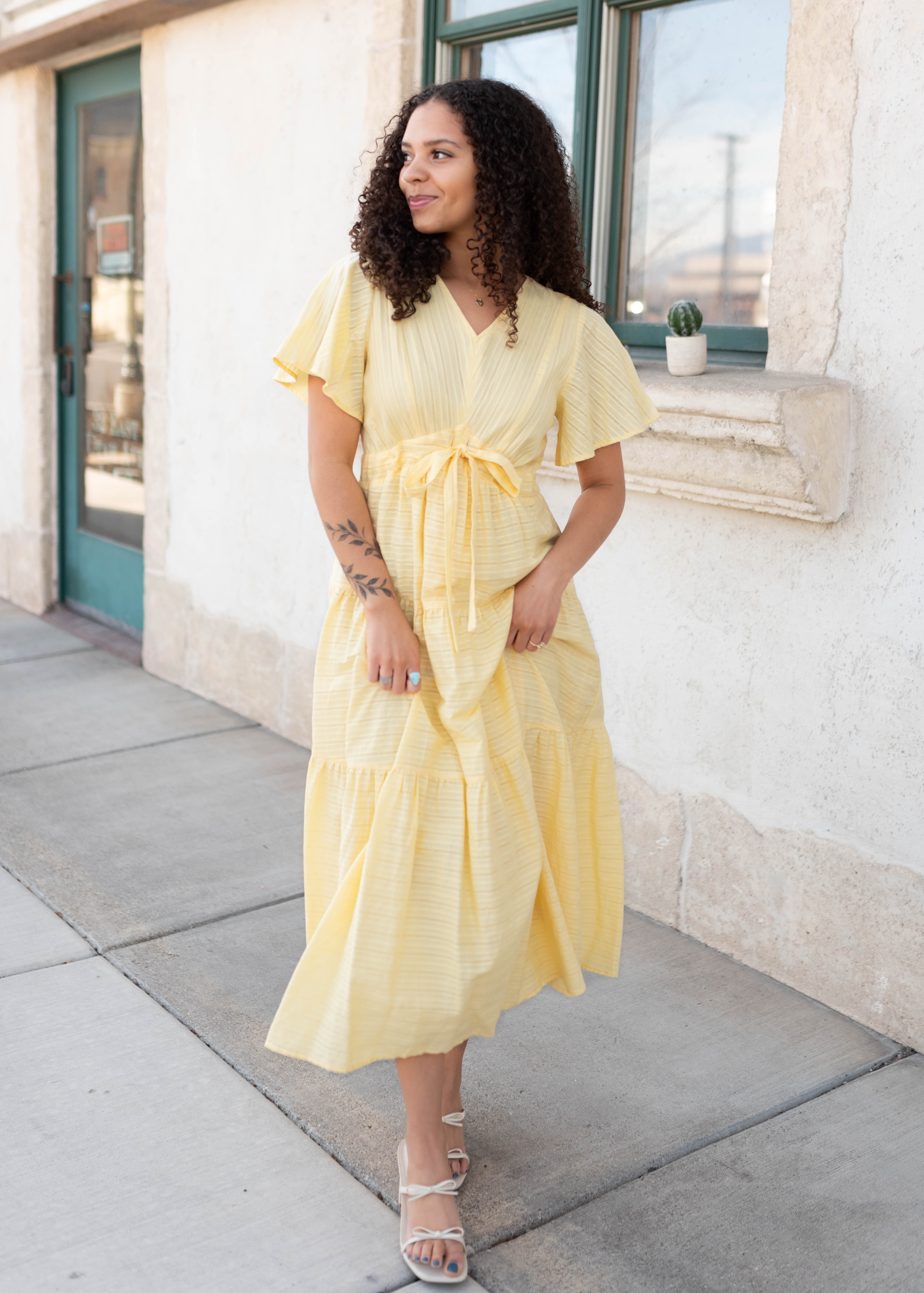 Melanie Yellow Tiered Dress
