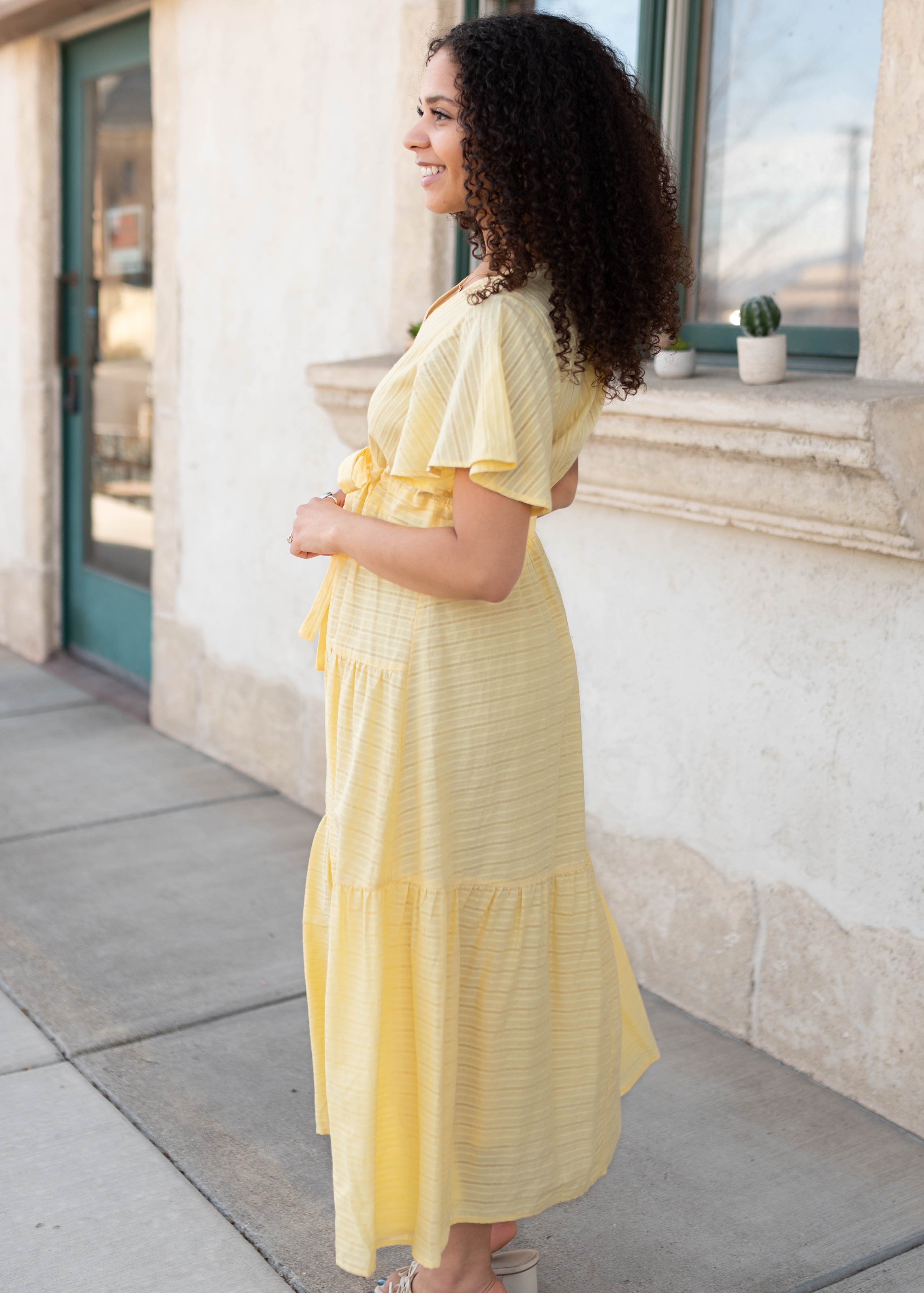 Melanie Yellow Tiered Dress