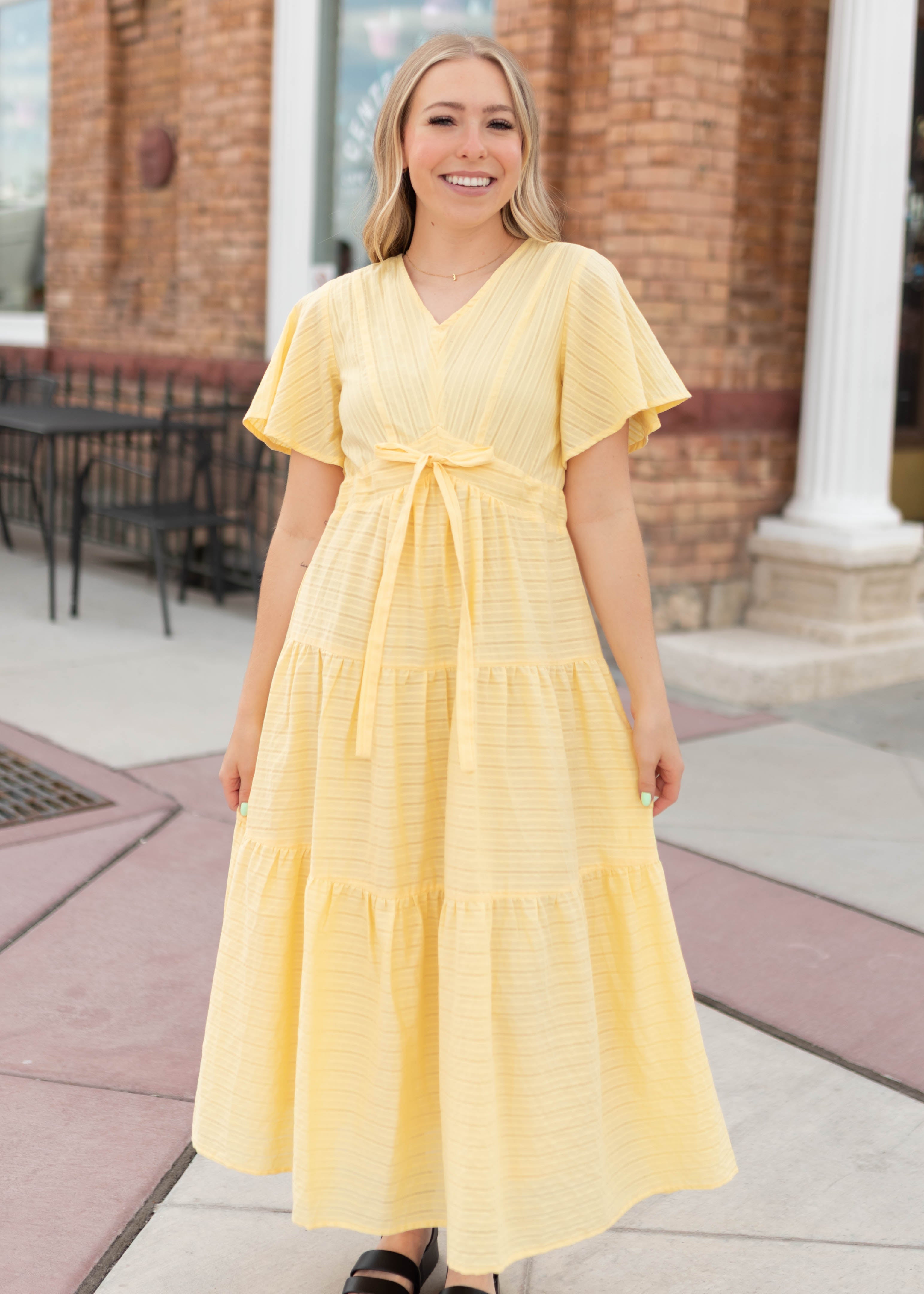 Melanie Yellow Tiered Dress