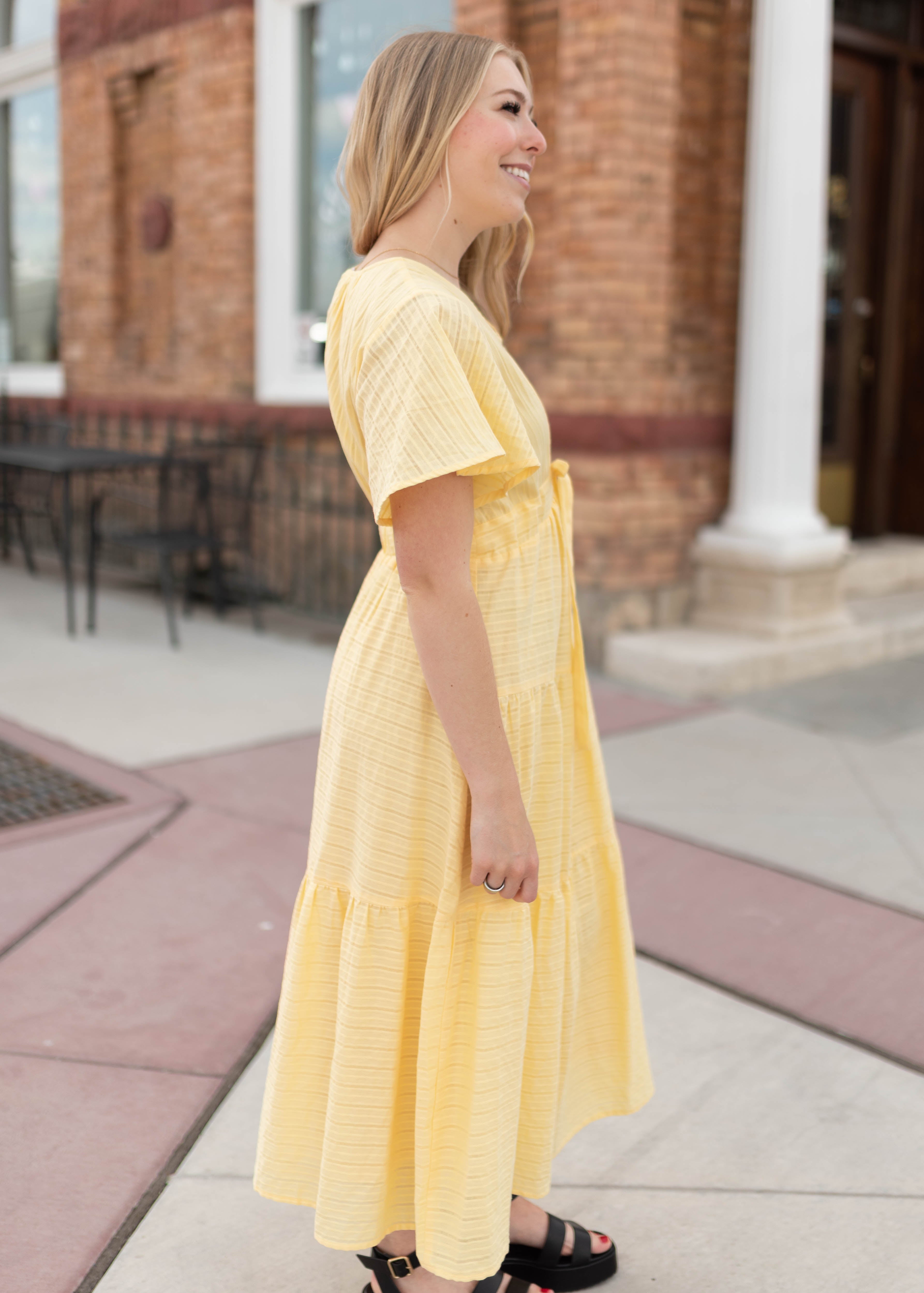 Melanie Yellow Tiered Dress