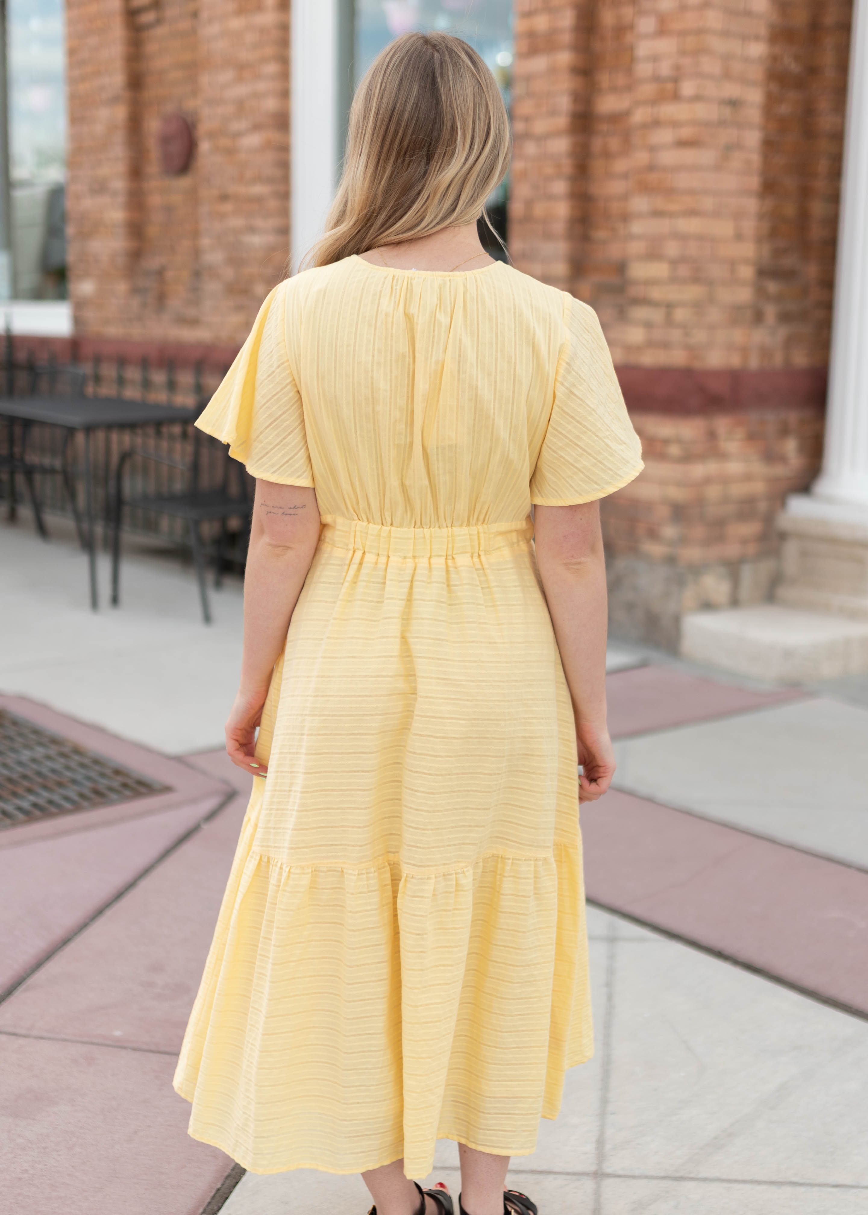 Melanie Yellow Tiered Dress